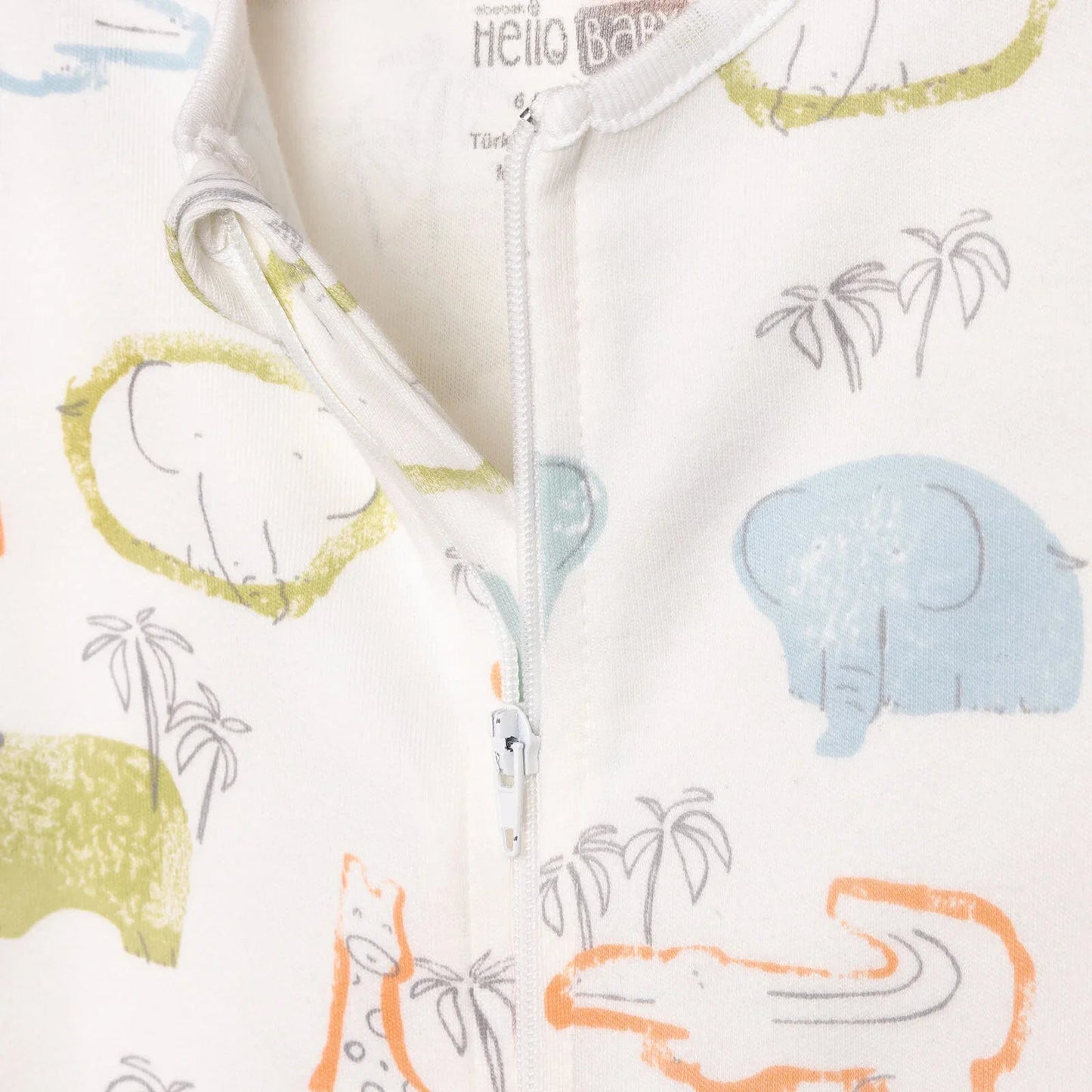 HelloBaby Newborn Boy Footed Jumpsuit - Ecru - mezetto ebebek ebebek