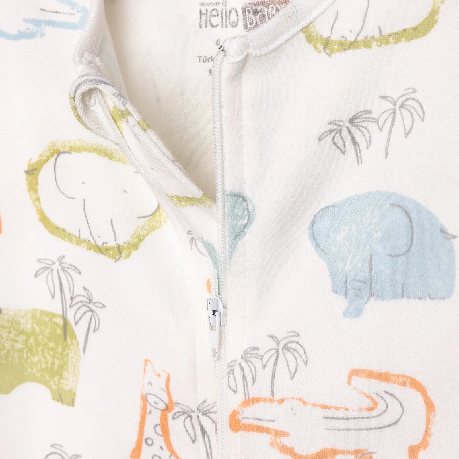HelloBaby Newborn Boy Footed Jumpsuit - Ecru - mezetto ebebek ebebek