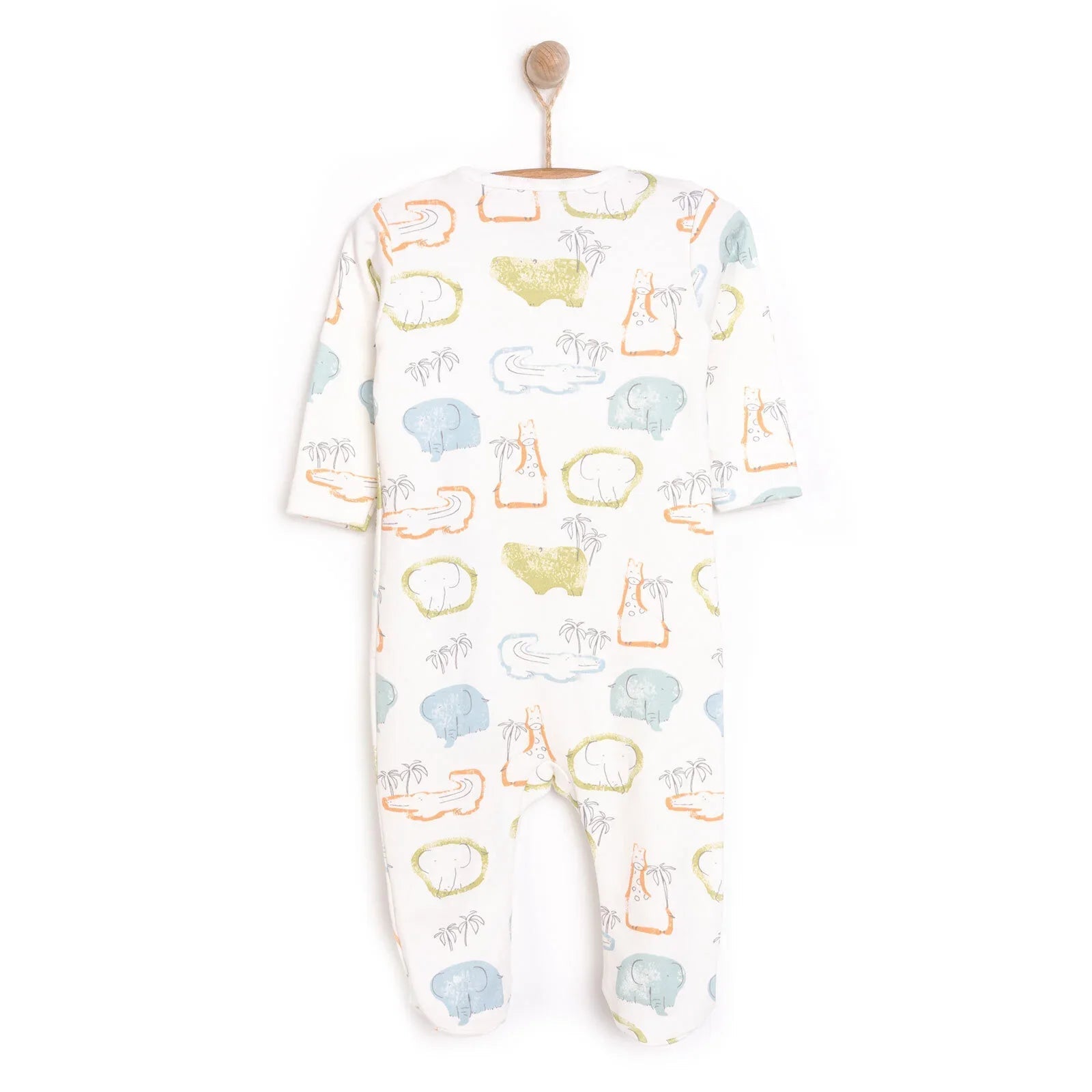 HelloBaby Newborn Boy Footed Jumpsuit - Ecru - mezetto ebebek ebebek