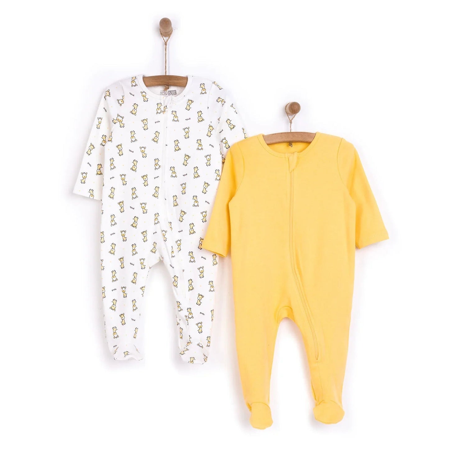 HelloBaby Newborn Boy Footed Jumpsuit - Yellow - mezetto ebebek ebebek