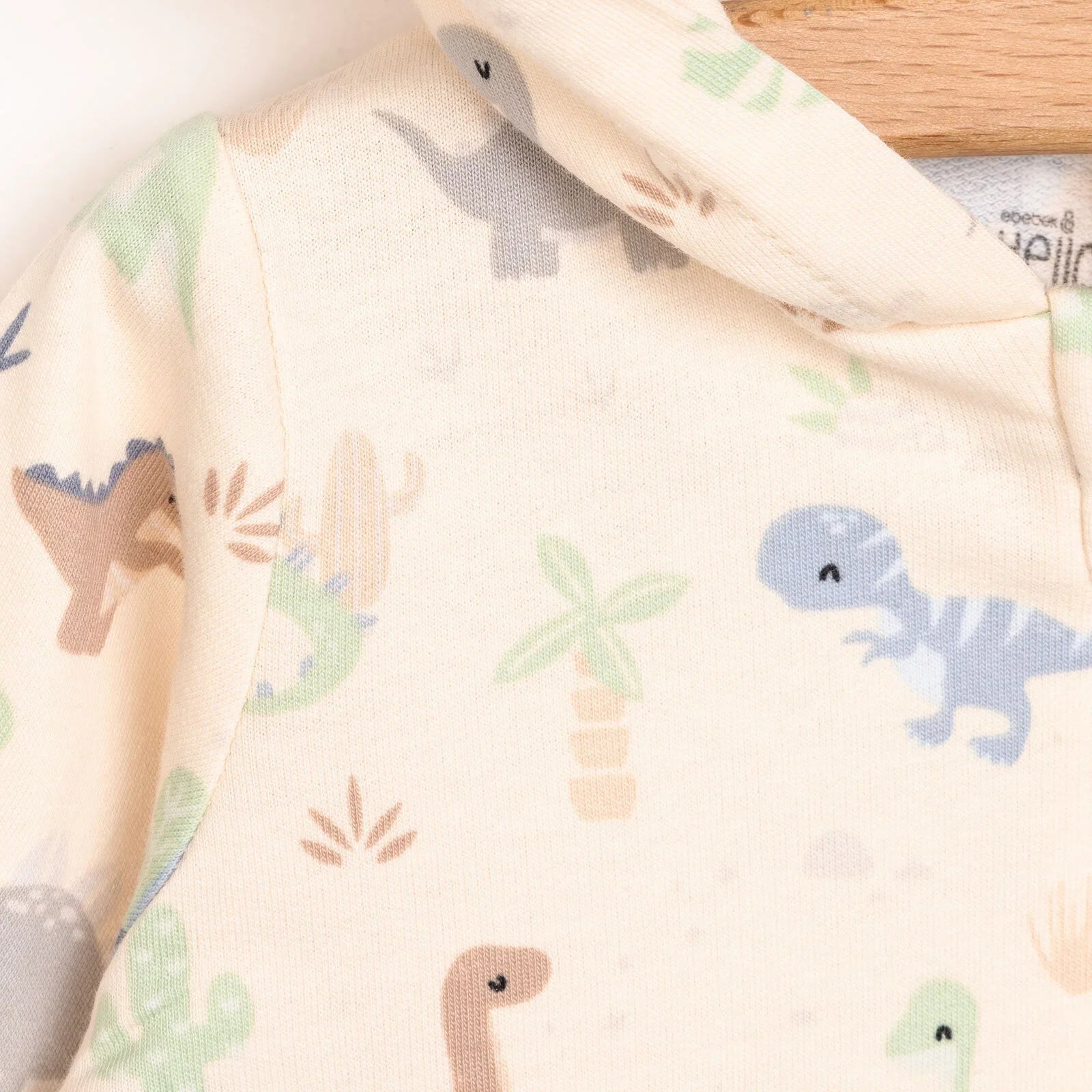 HelloBaby Newborn Boy Hooded Jumpsuit - Ecru - mezetto ebebek ebebek