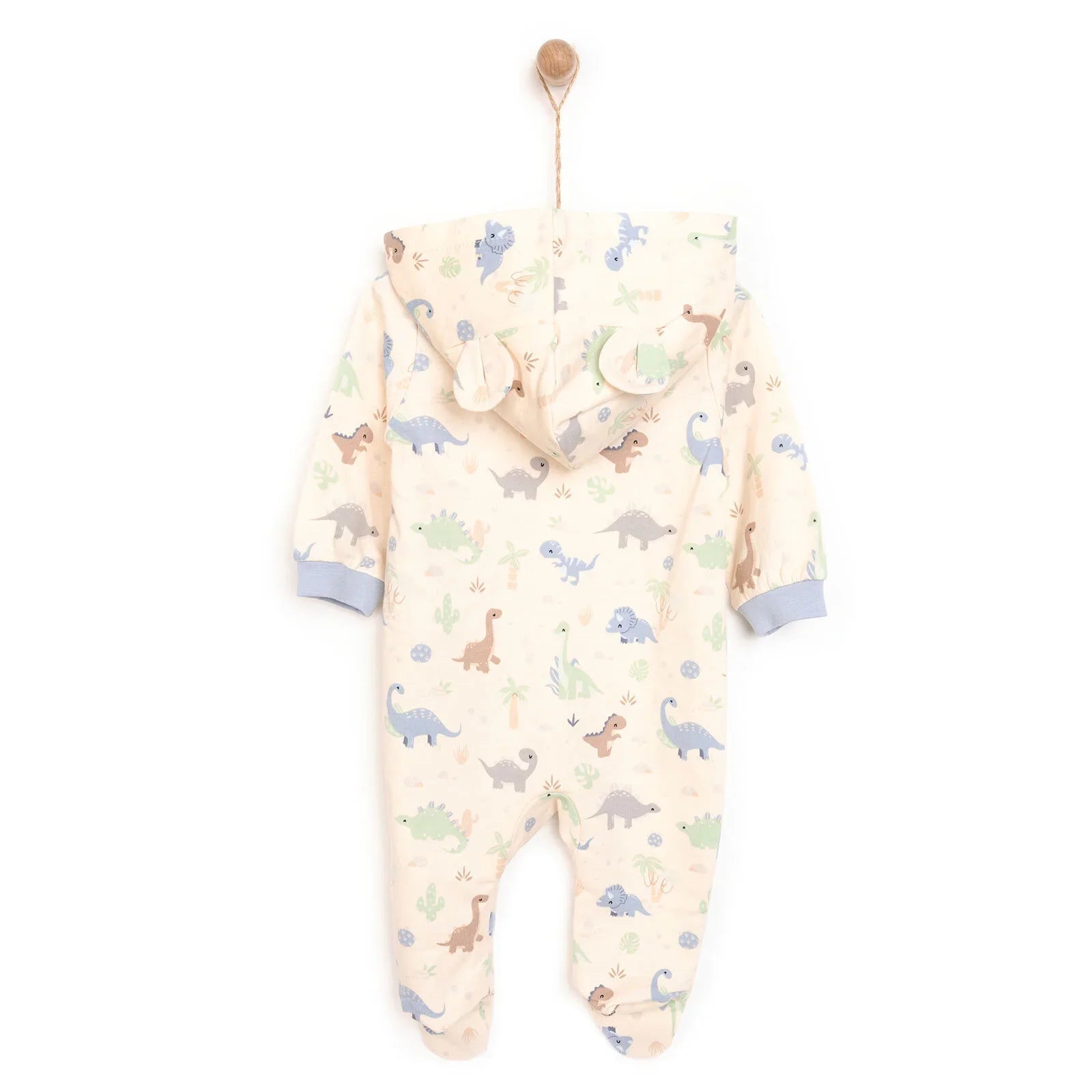 HelloBaby Newborn Boy Hooded Jumpsuit - Ecru - mezetto ebebek ebebek