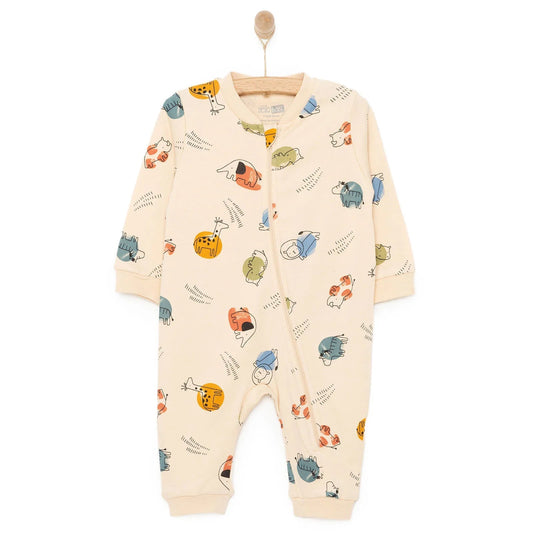HelloBaby Newborn Boy Jumpsuit - Beige - mezetto ebebek ebebek