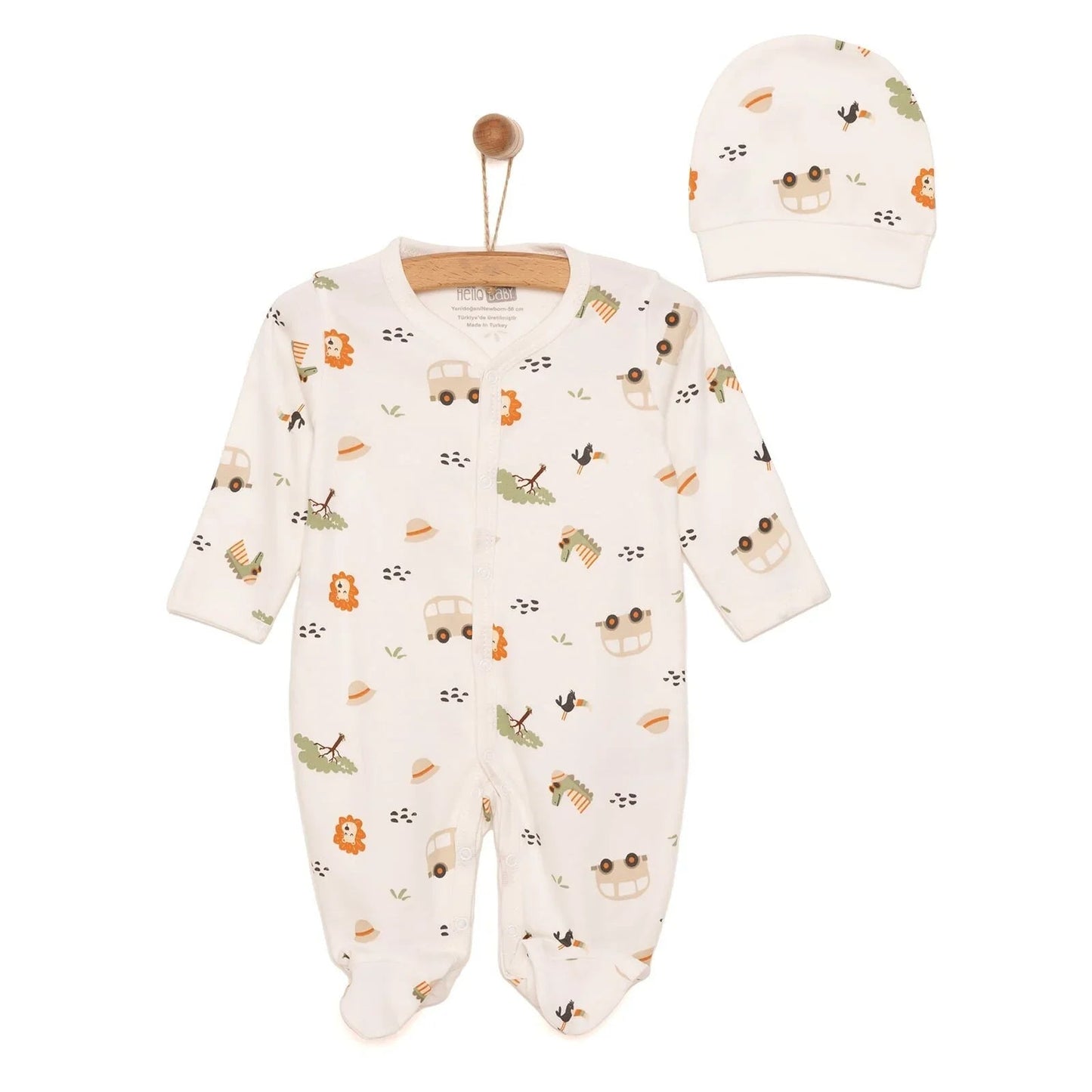 HelloBaby Newborn Boy Jumpsuit - Hat - mezetto ebebek ebebek
