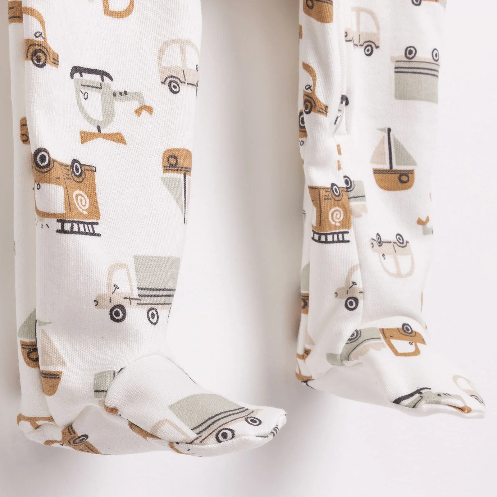 HelloBaby Newborn Boy Organic Footed Jumpsuit - Ecru - mezetto ebebek ebebek