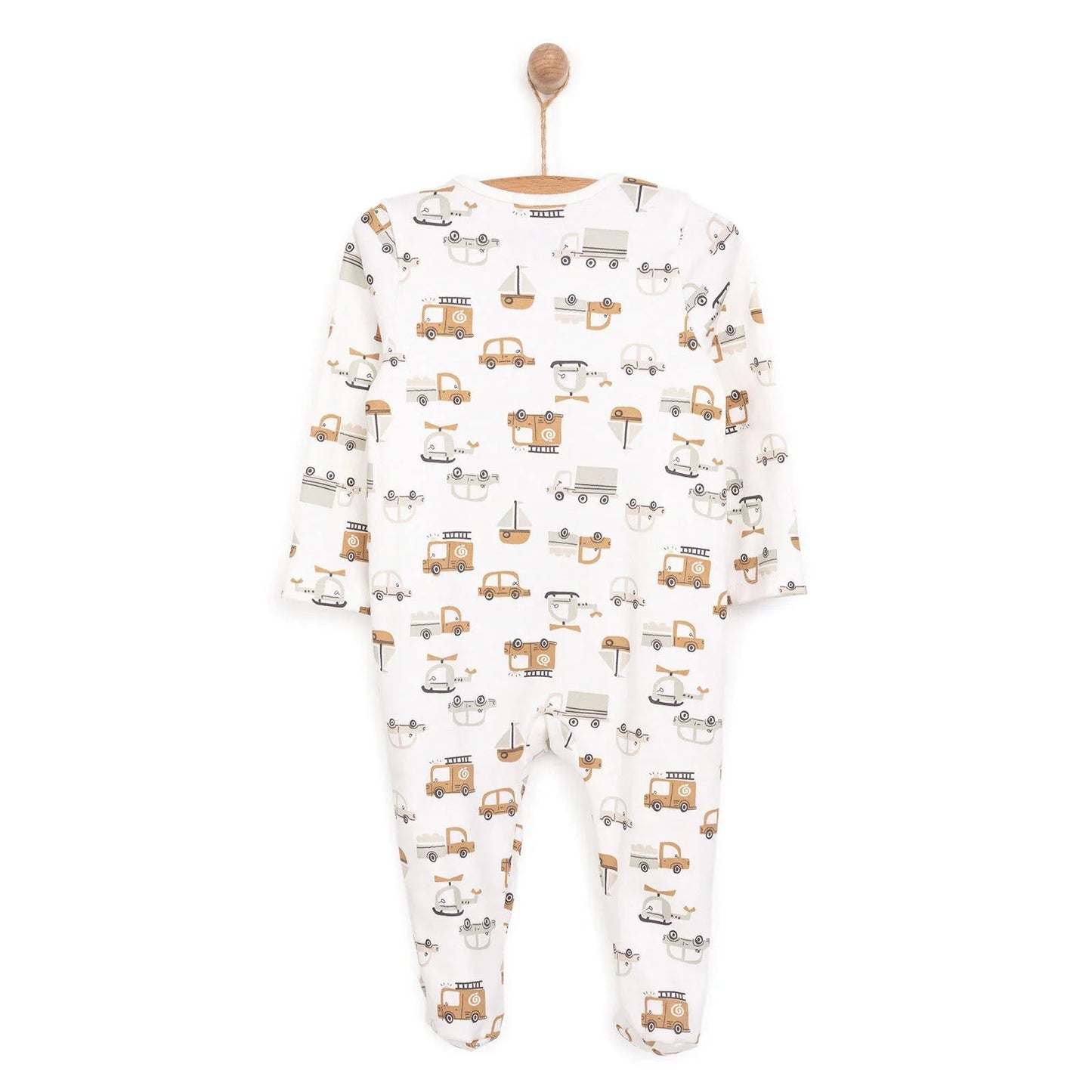HelloBaby Newborn Boy Organic Footed Jumpsuit - Ecru - mezetto ebebek ebebek