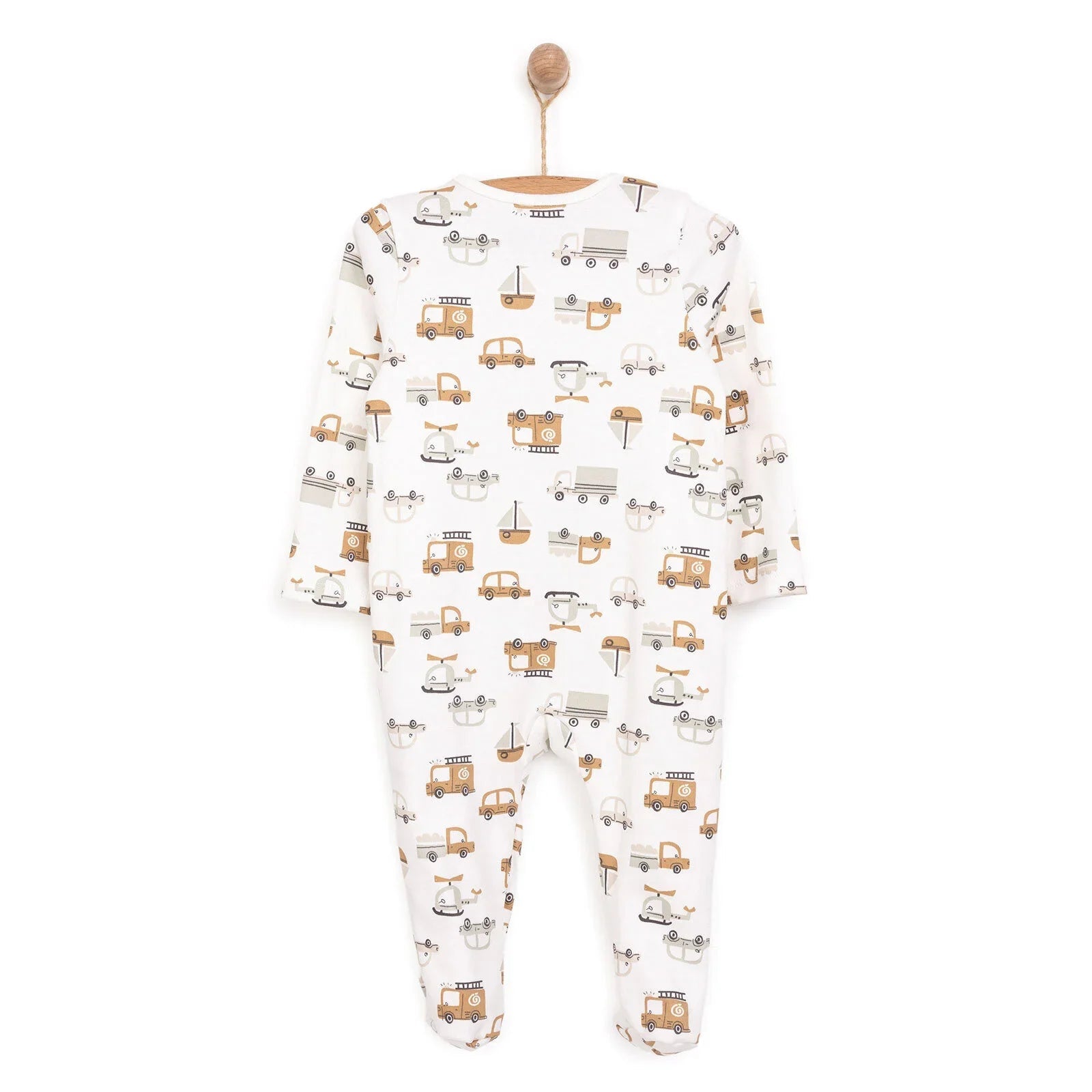 HelloBaby Newborn Boy Organic Footed Jumpsuit - Ecru - mezetto ebebek ebebek