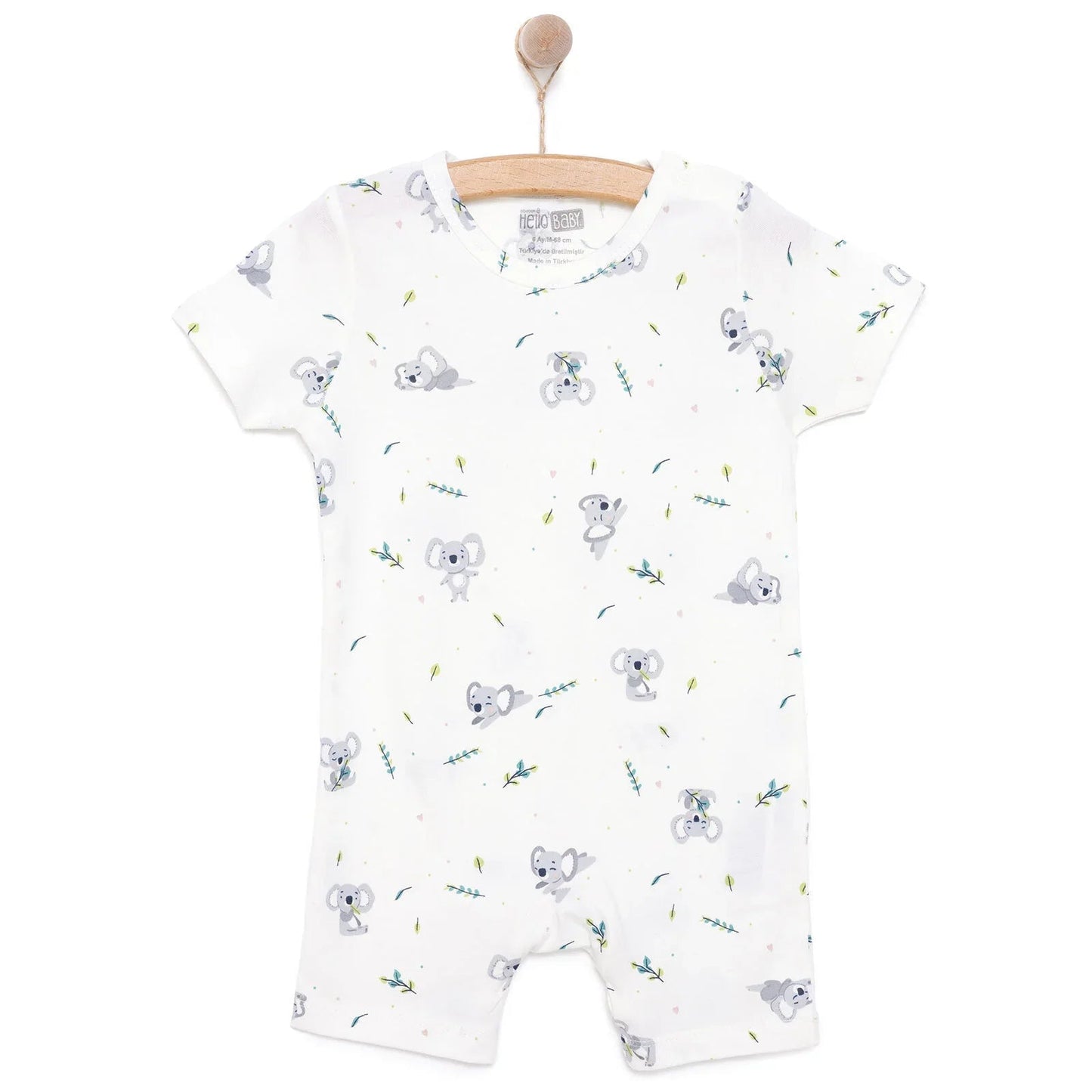 HelloBaby Newborn Boy Short Overalls - Ecru - mezetto ebebek ebebek