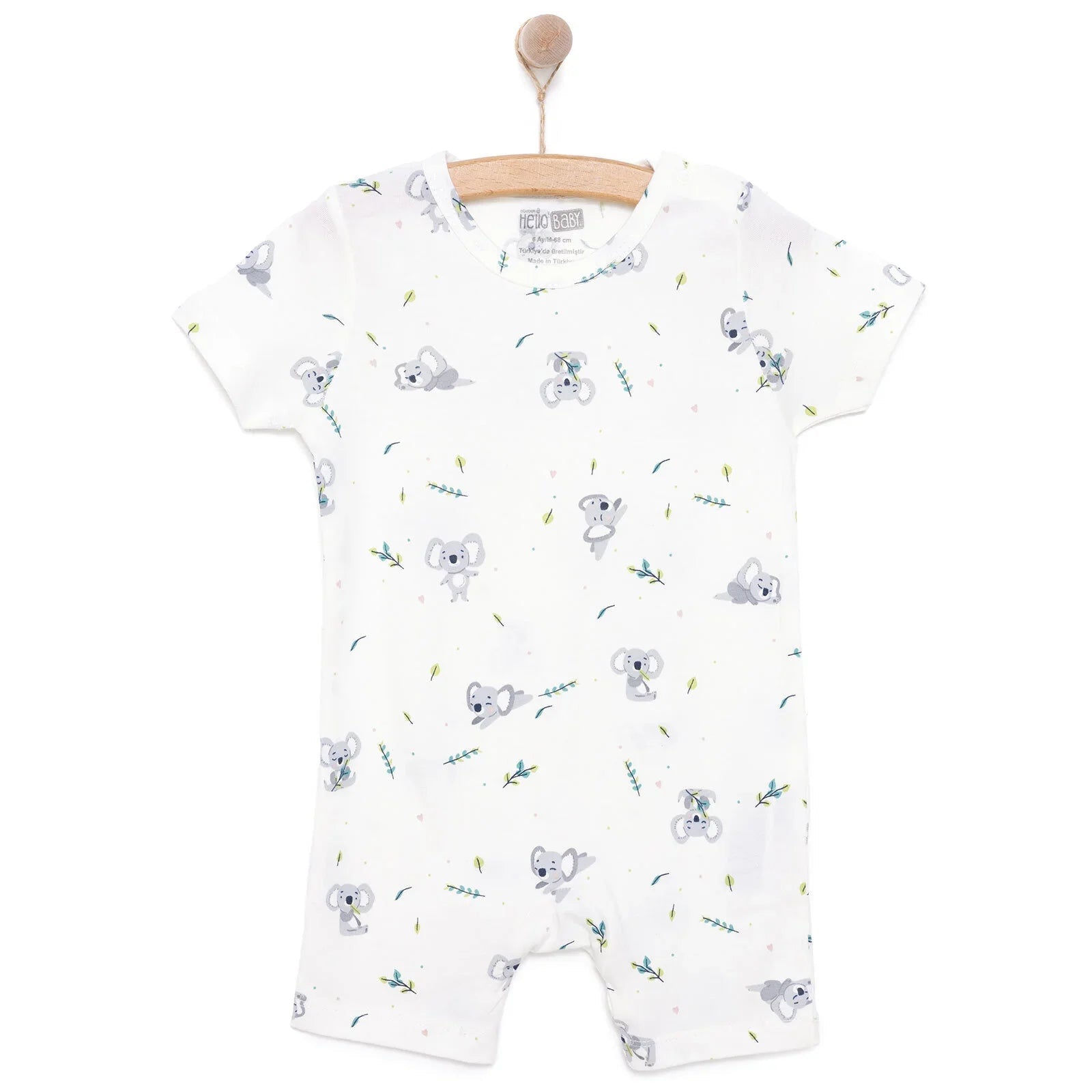 HelloBaby Newborn Boy Short Overalls - Ecru - mezetto ebebek ebebek
