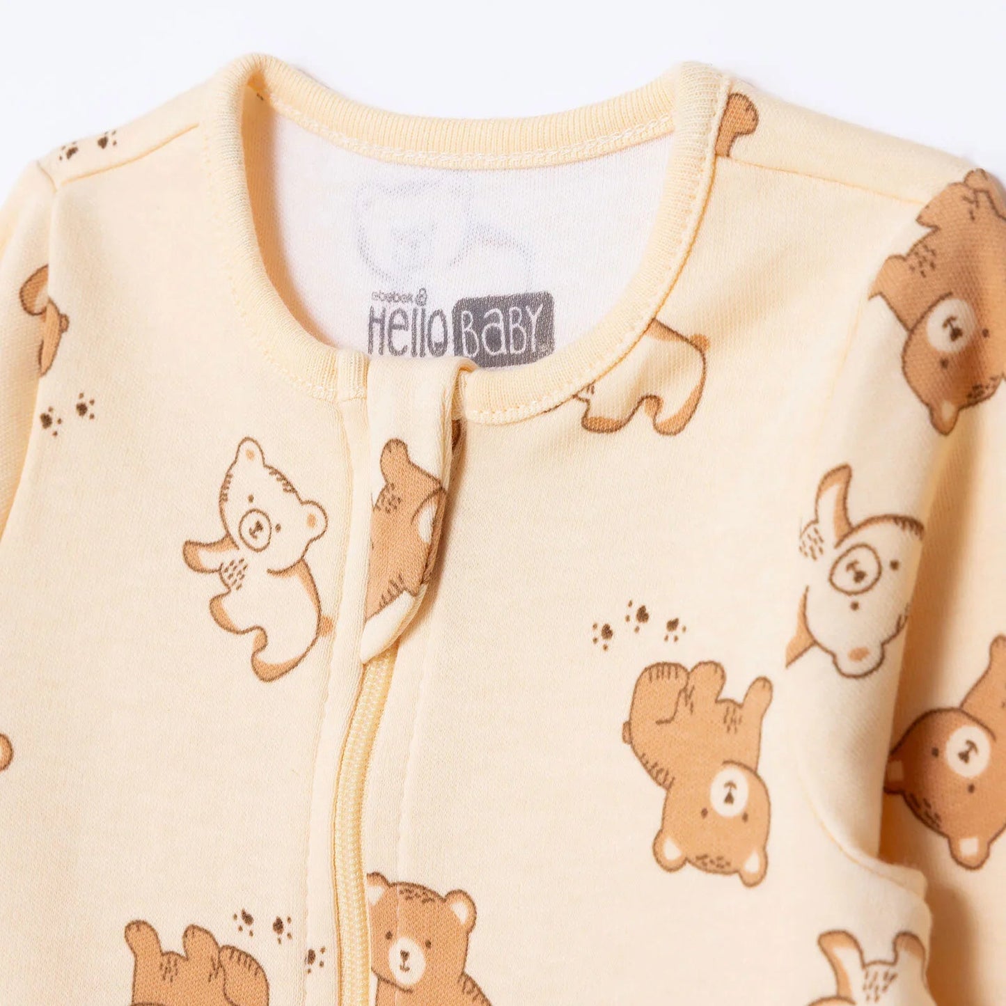 HelloBaby Newborn Footed Jumpsuit - Beige Printed - mezetto ebebek ebebek