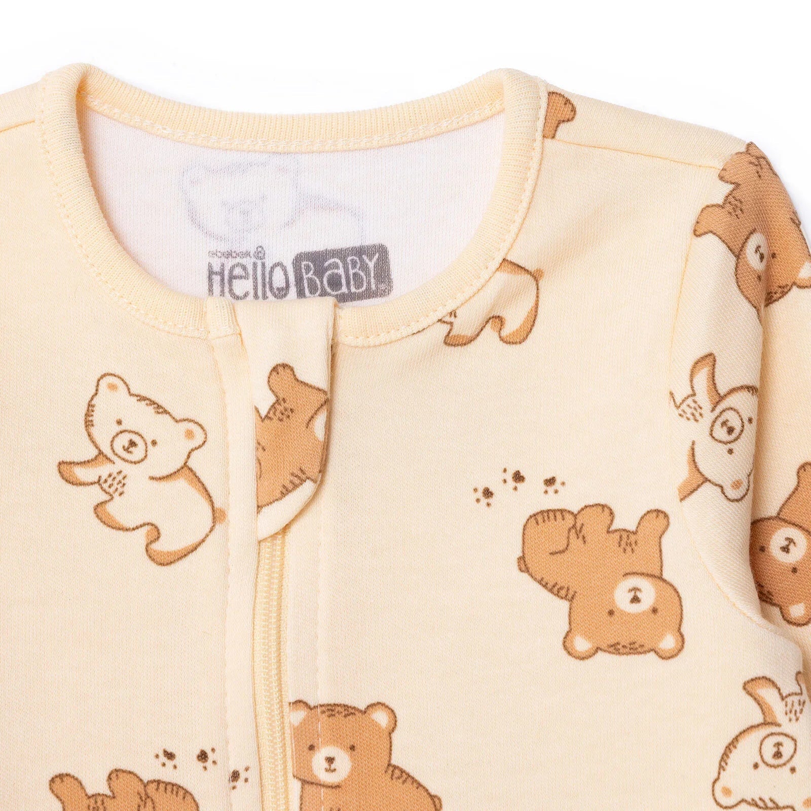 HelloBaby Newborn Footed Jumpsuit - Beige Printed - mezetto ebebek ebebek