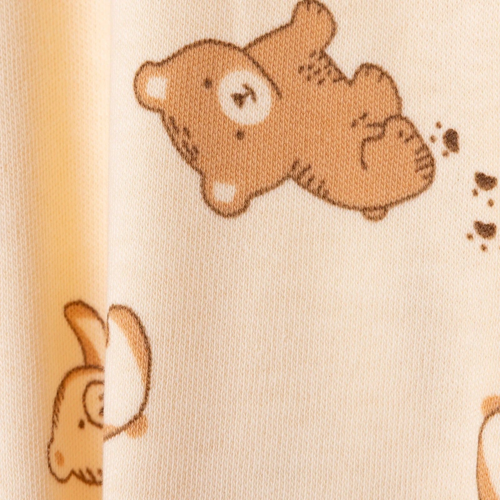 HelloBaby Newborn Footed Jumpsuit - Beige Printed - mezetto ebebek ebebek