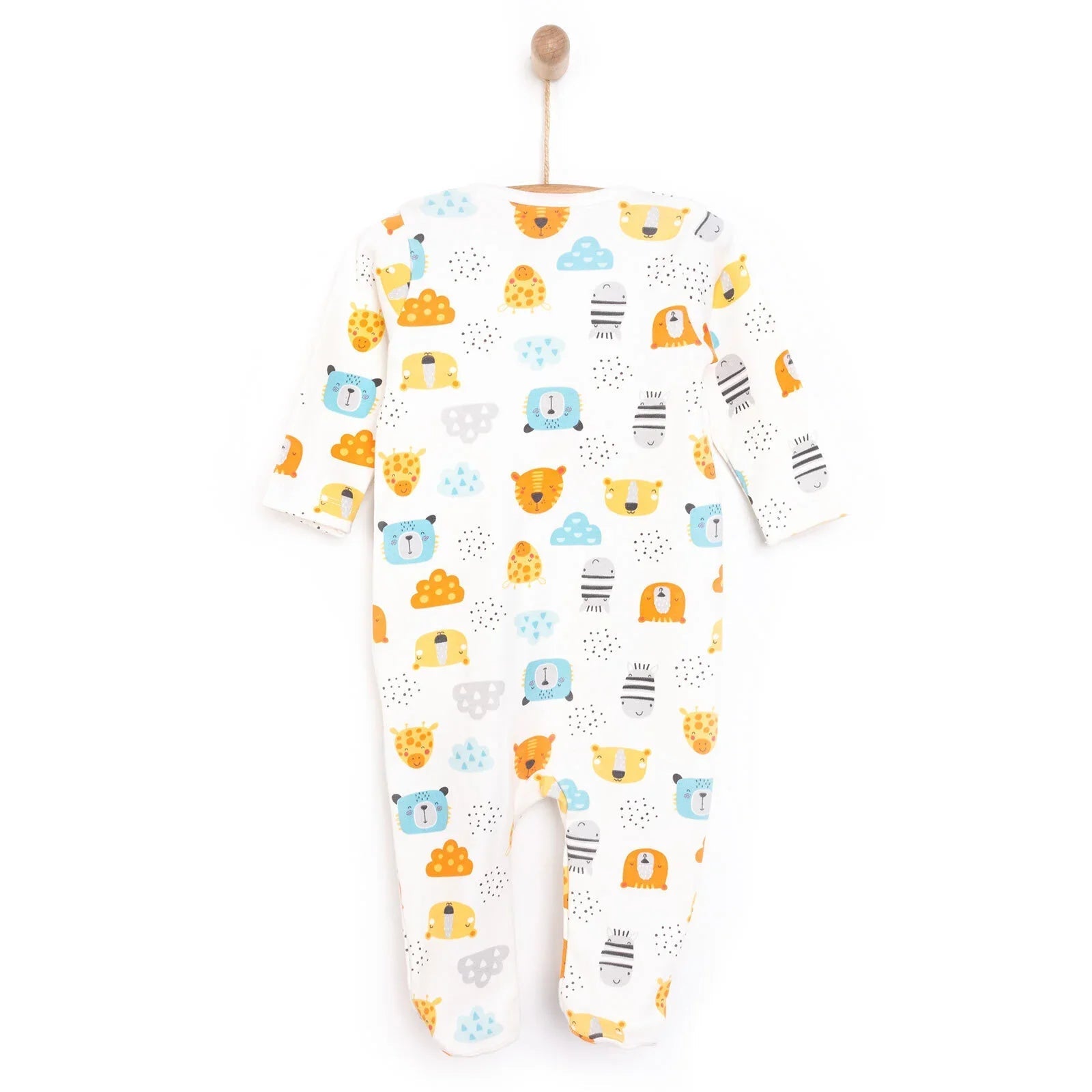 HelloBaby Newborn Footed Jumpsuit - Ecru - mezetto ebebek ebebek