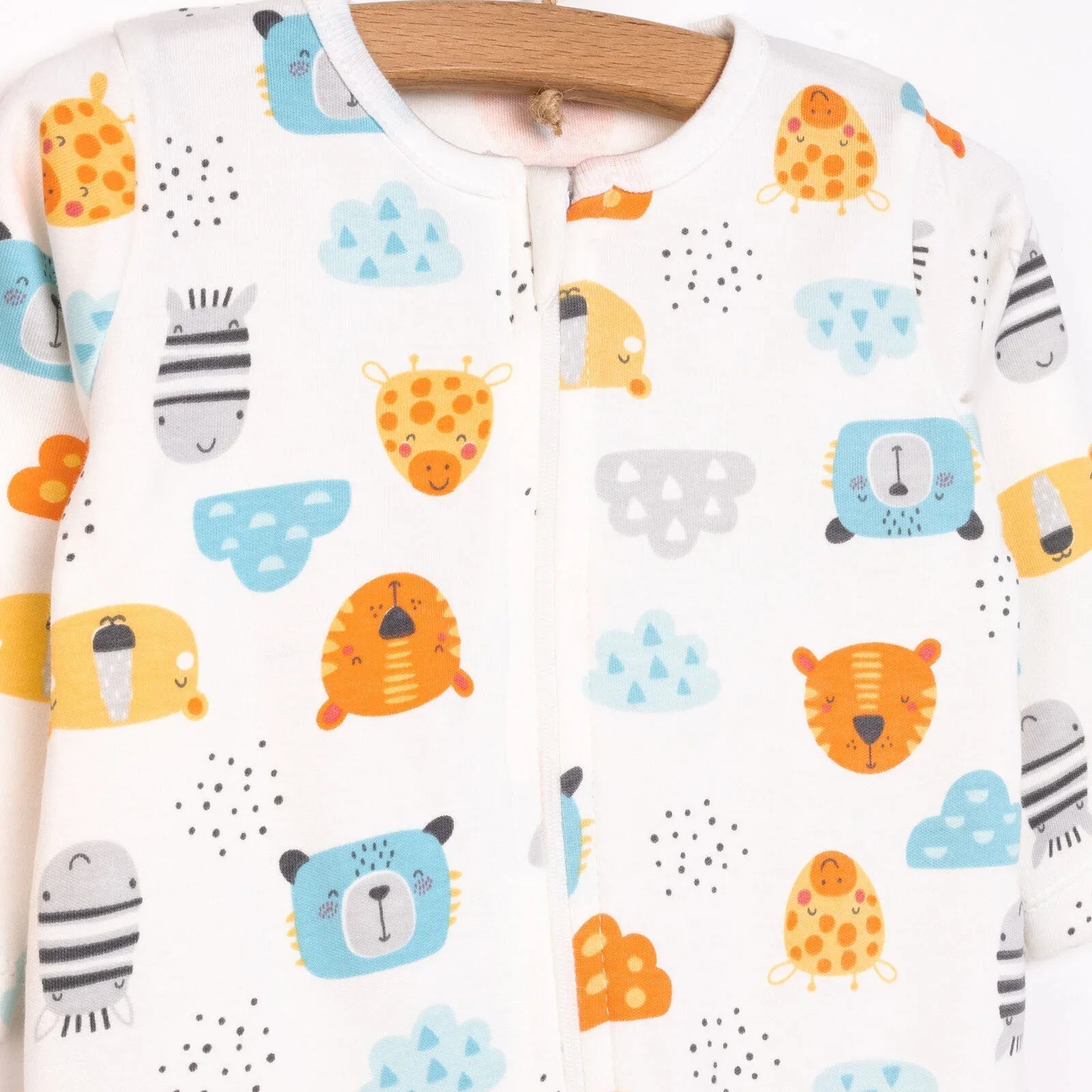 HelloBaby Newborn Footed Jumpsuit - Ecru - mezetto ebebek ebebek