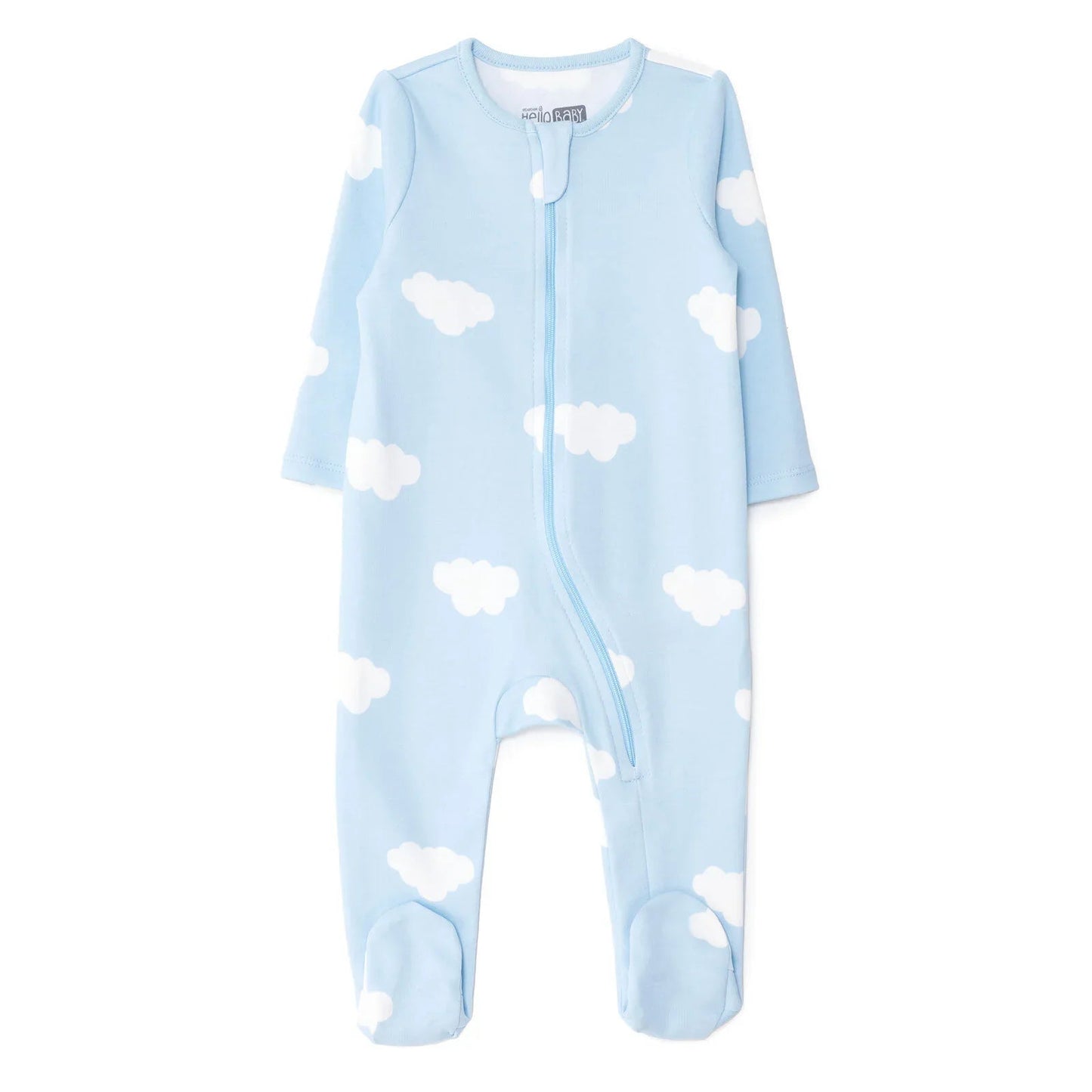 HelloBaby Newborn Footed Jumpsuit - Light Blue - mezetto ebebek ebebek