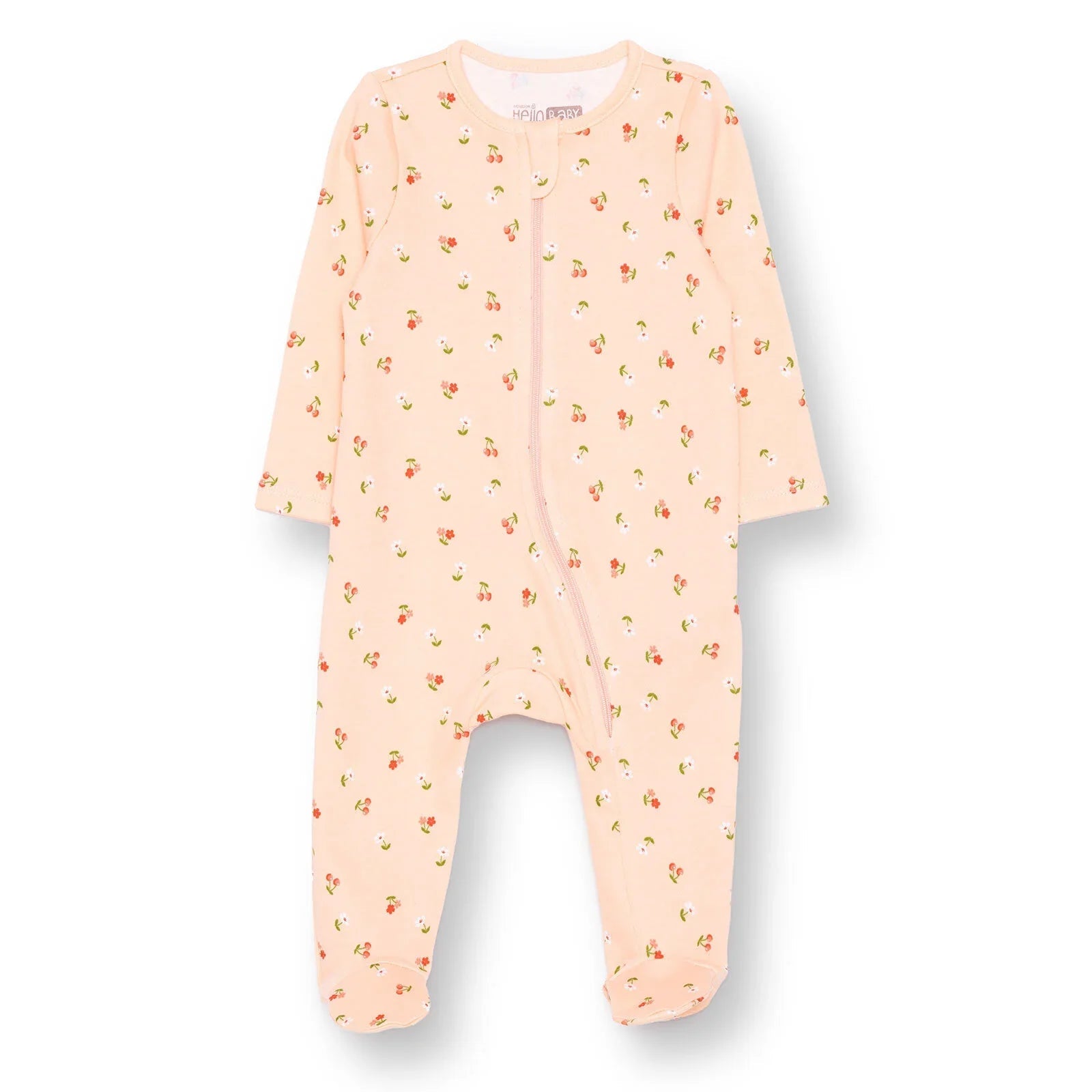 HelloBaby Newborn Footed Jumpsuit - Salmon - mezetto ebebek ebebek