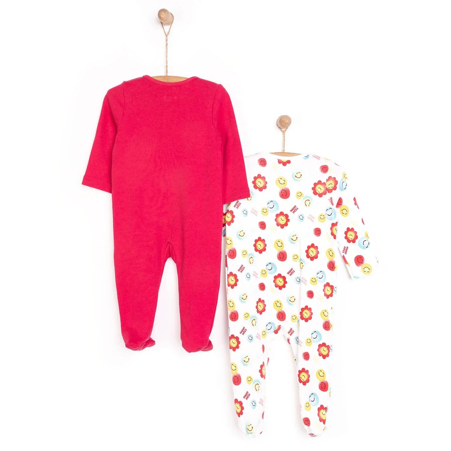 HelloBaby Newborn Girl 2 Piece Footed Jumpsuit - Pink - mezetto ebebek ebebek