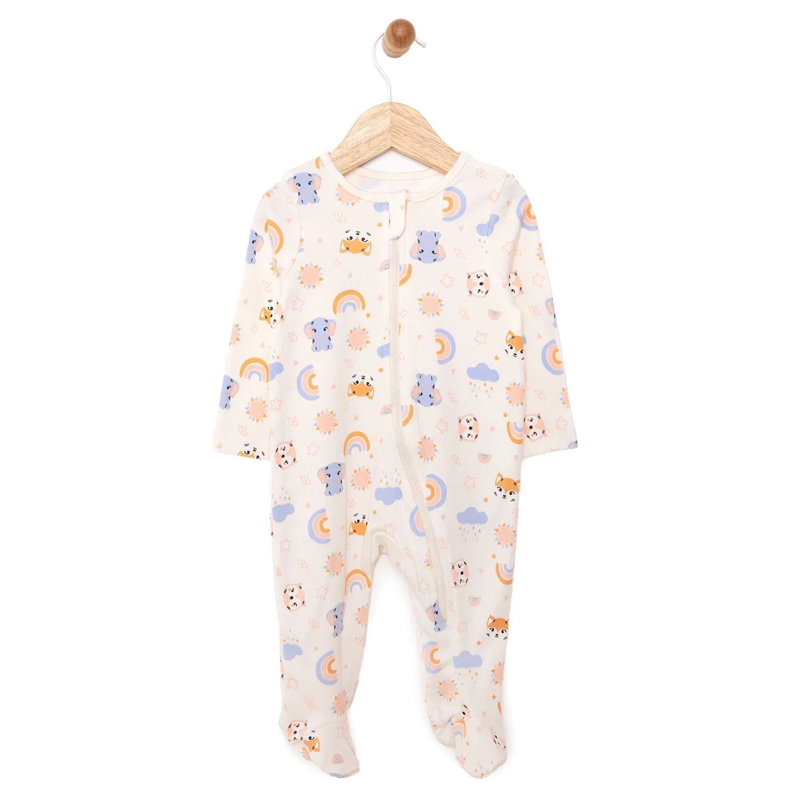 HelloBaby Newborn Girl Footed Jumpsuit - Beige - mezetto ebebek ebebek