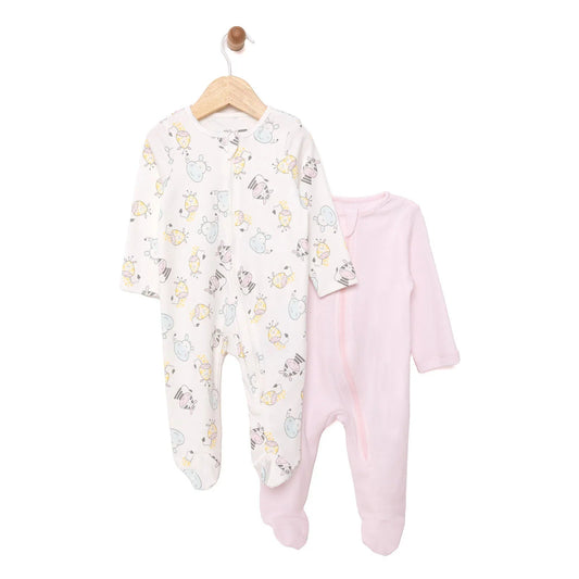 HelloBaby Newborn Girl Footed Jumpsuit - Ecru - mezetto ebebek ebebek