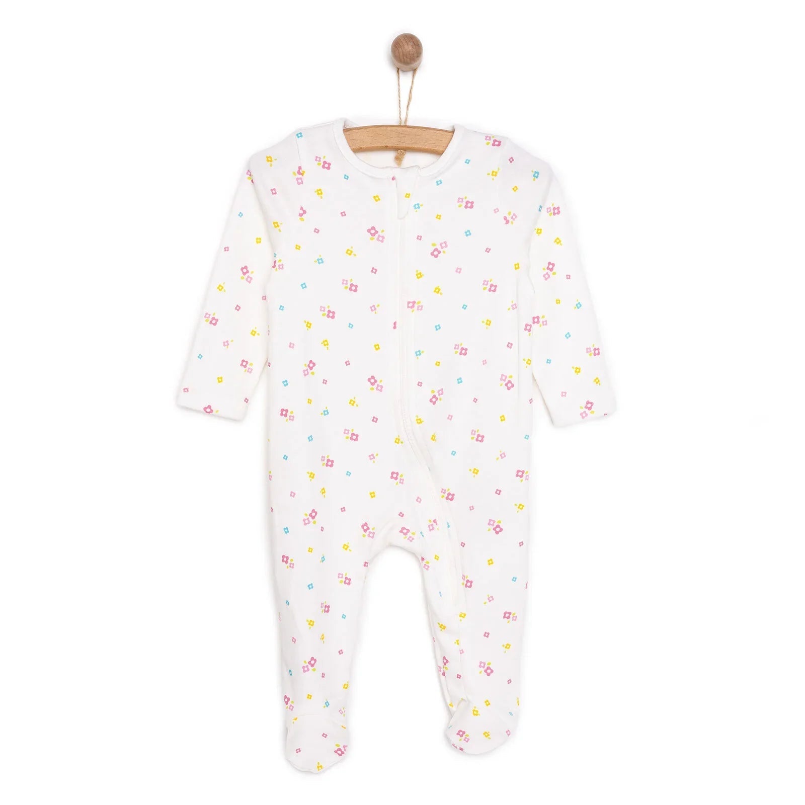 HelloBaby Newborn Girl Footed Jumpsuit - Ecru - mezetto ebebek ebebek