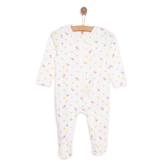 HelloBaby Newborn Girl Footed Jumpsuit - Ecru - mezetto ebebek ebebek