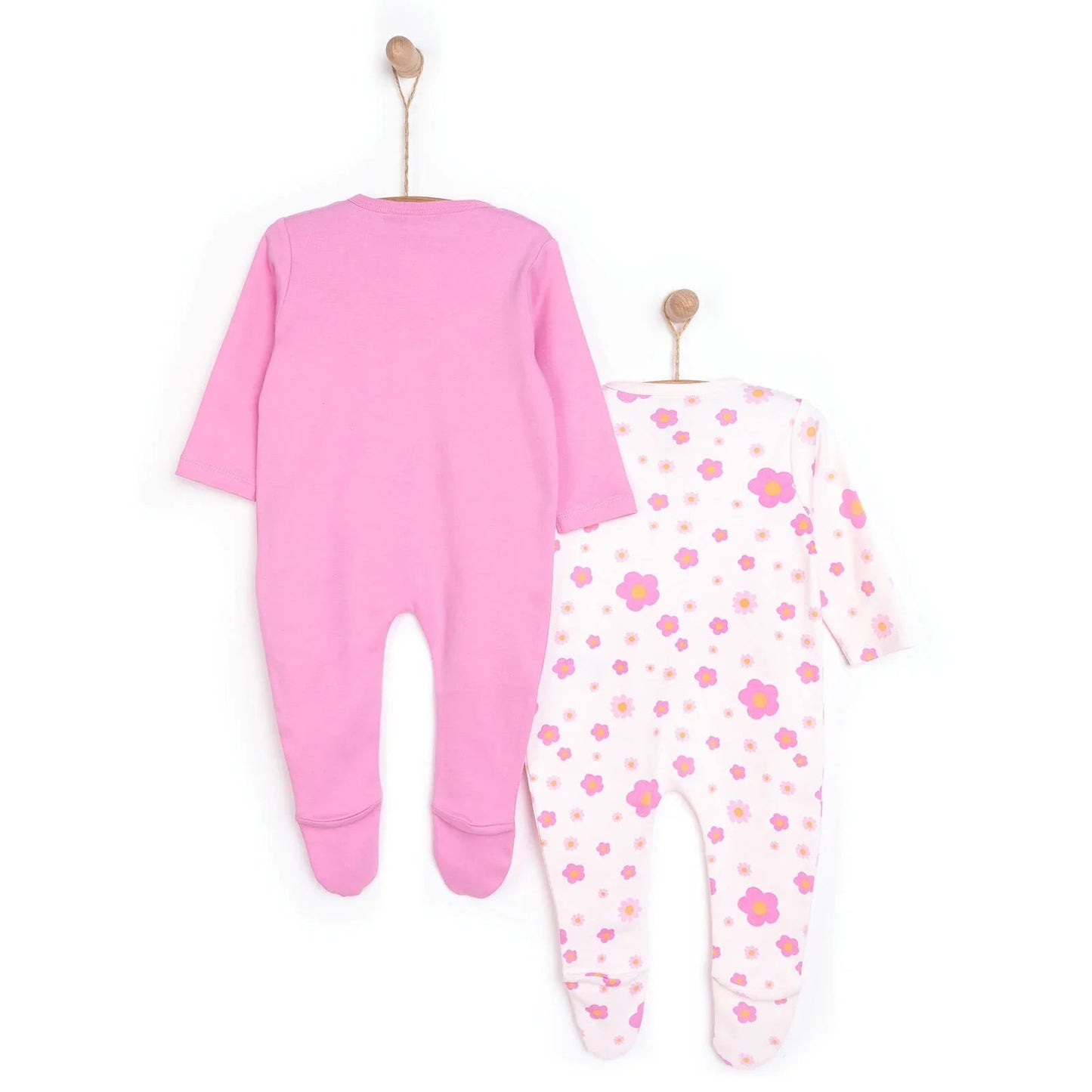 HelloBaby Newborn Girl Footed Jumpsuit - Pink - mezetto ebebek ebebek