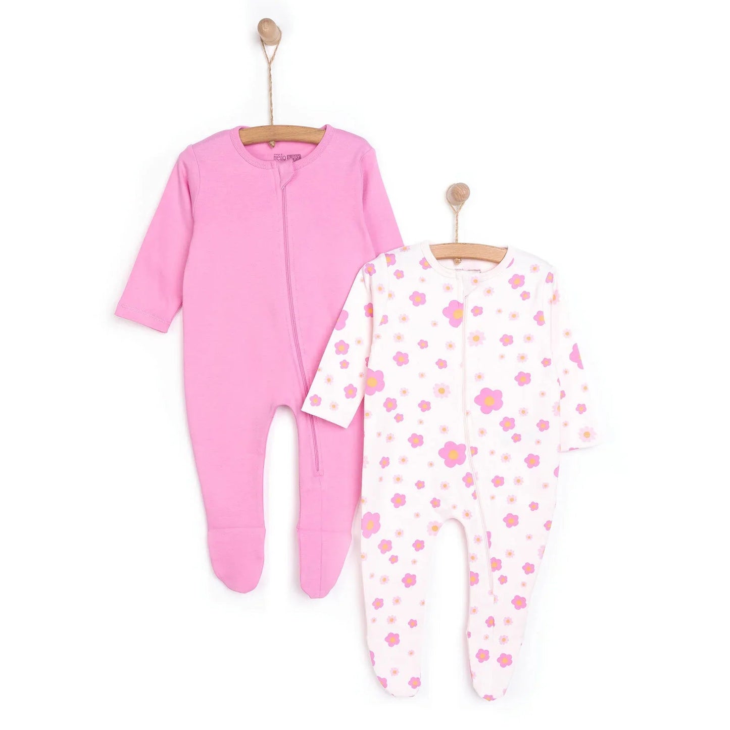 HelloBaby Newborn Girl Footed Jumpsuit - Pink - mezetto ebebek ebebek