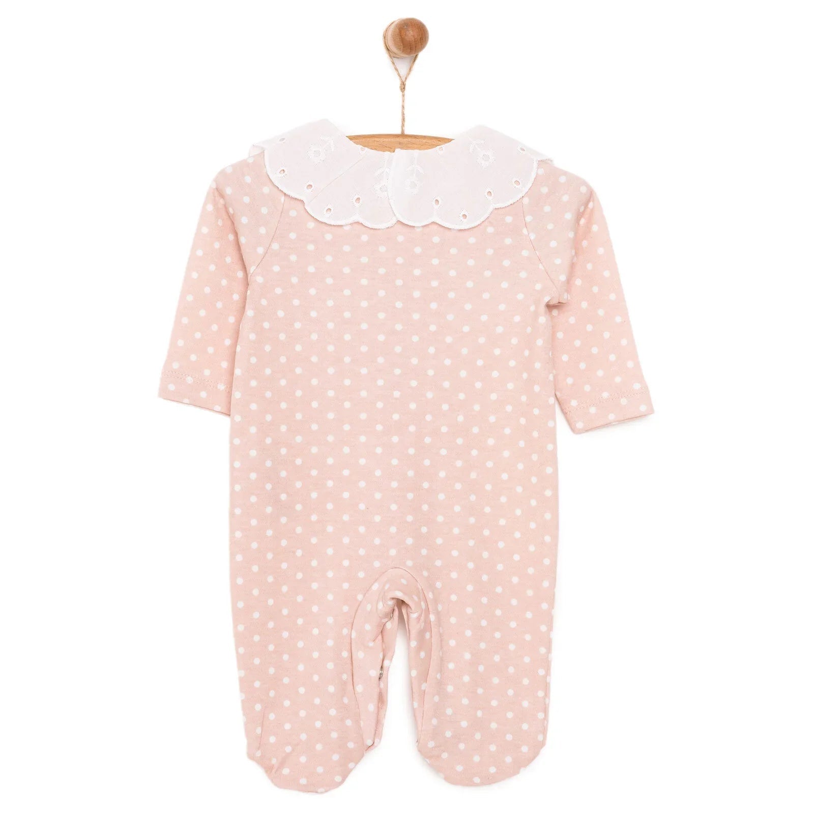 HelloBaby Newborn Girl Footed Jumpsuit - Salmon - mezetto ebebek ebebek