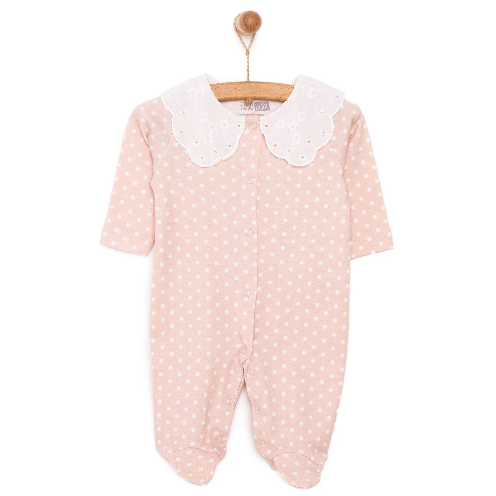 HelloBaby Newborn Girl Footed Jumpsuit - Salmon - mezetto ebebek ebebek
