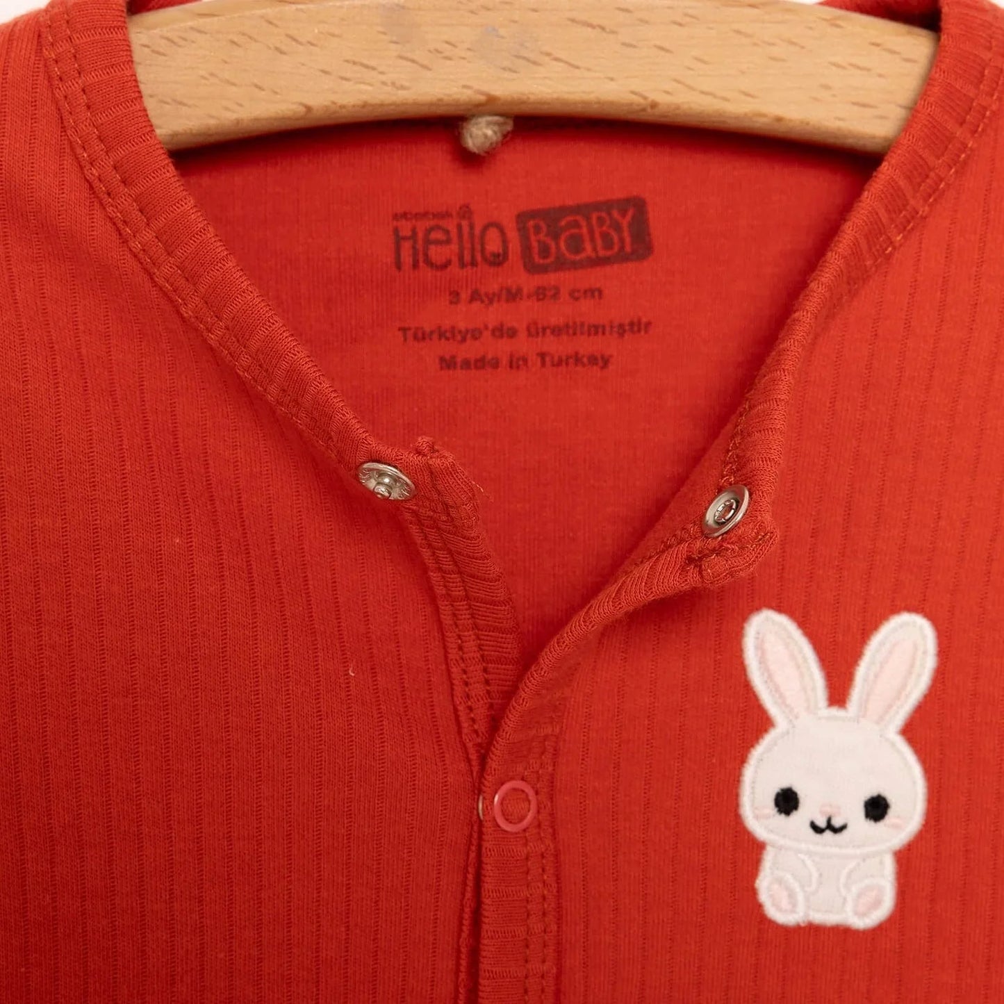 HelloBaby Newborn Girl Footed Jumpsuit - Vermilion - mezetto ebebek ebebek