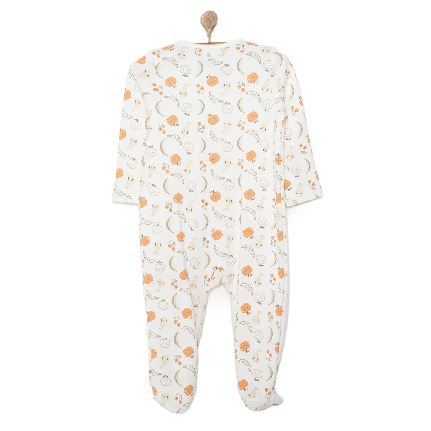 HelloBaby Newborn Girl Organic Footed Jumpsuit - Ecru - mezetto ebebek ebebek