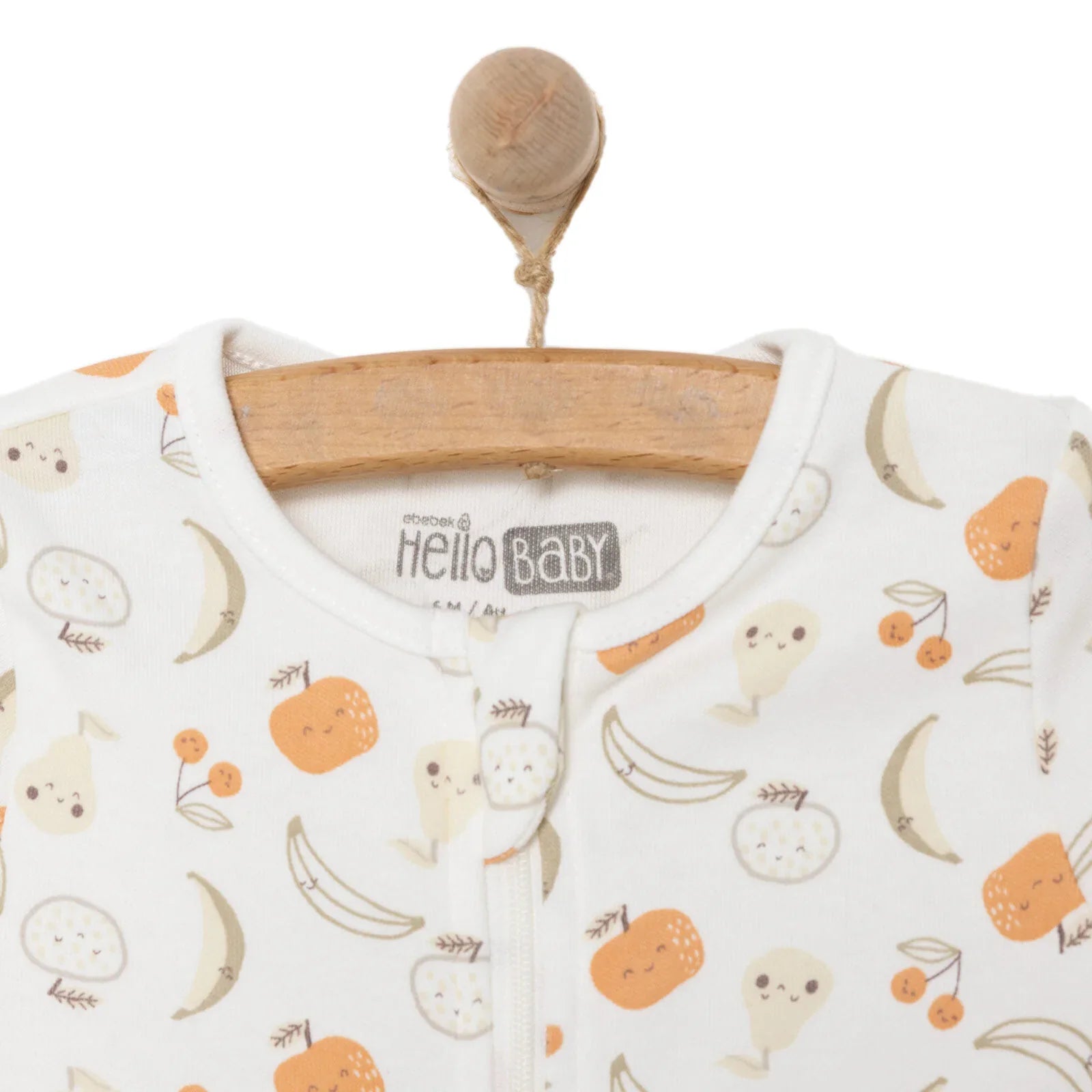 HelloBaby Newborn Girl Organic Footed Jumpsuit - Ecru - mezetto ebebek ebebek