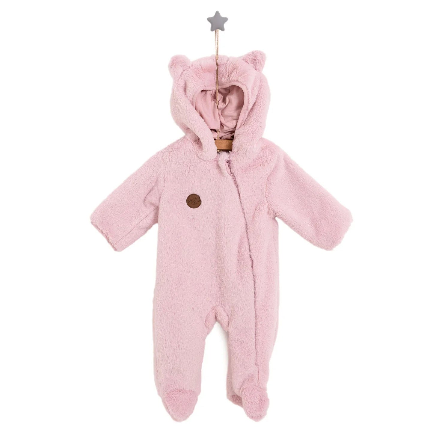 HelloBaby Newborn Girl Plush Footed Jumpsuit - Pink - mezetto ebebek ebebek