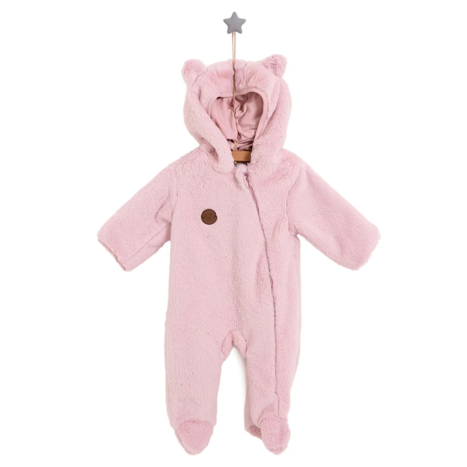 HelloBaby Newborn Girl Plush Footed Jumpsuit - Pink - mezetto ebebek ebebek