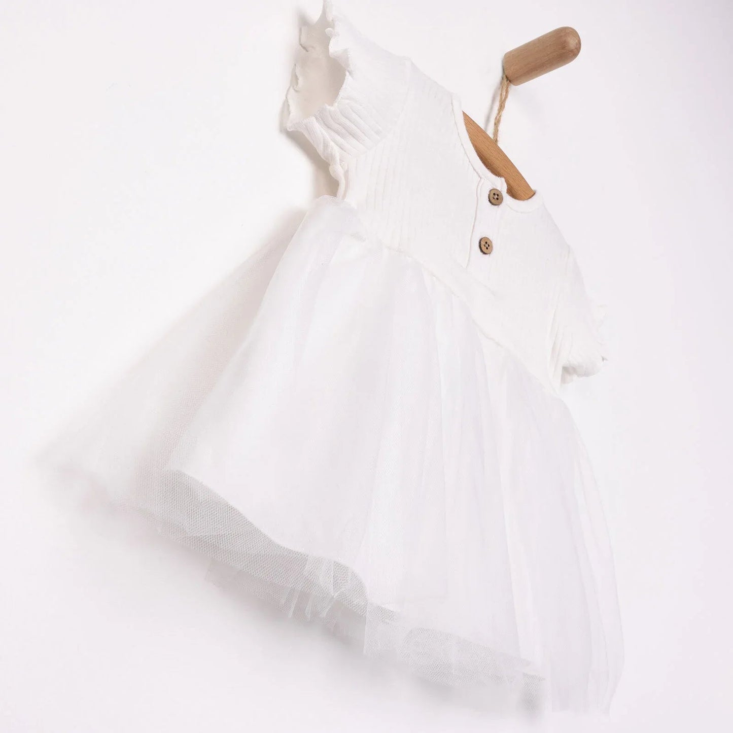 HelloBaby Newborn Girl Tulle Dress - Ecru - mezetto ebebek ebebek