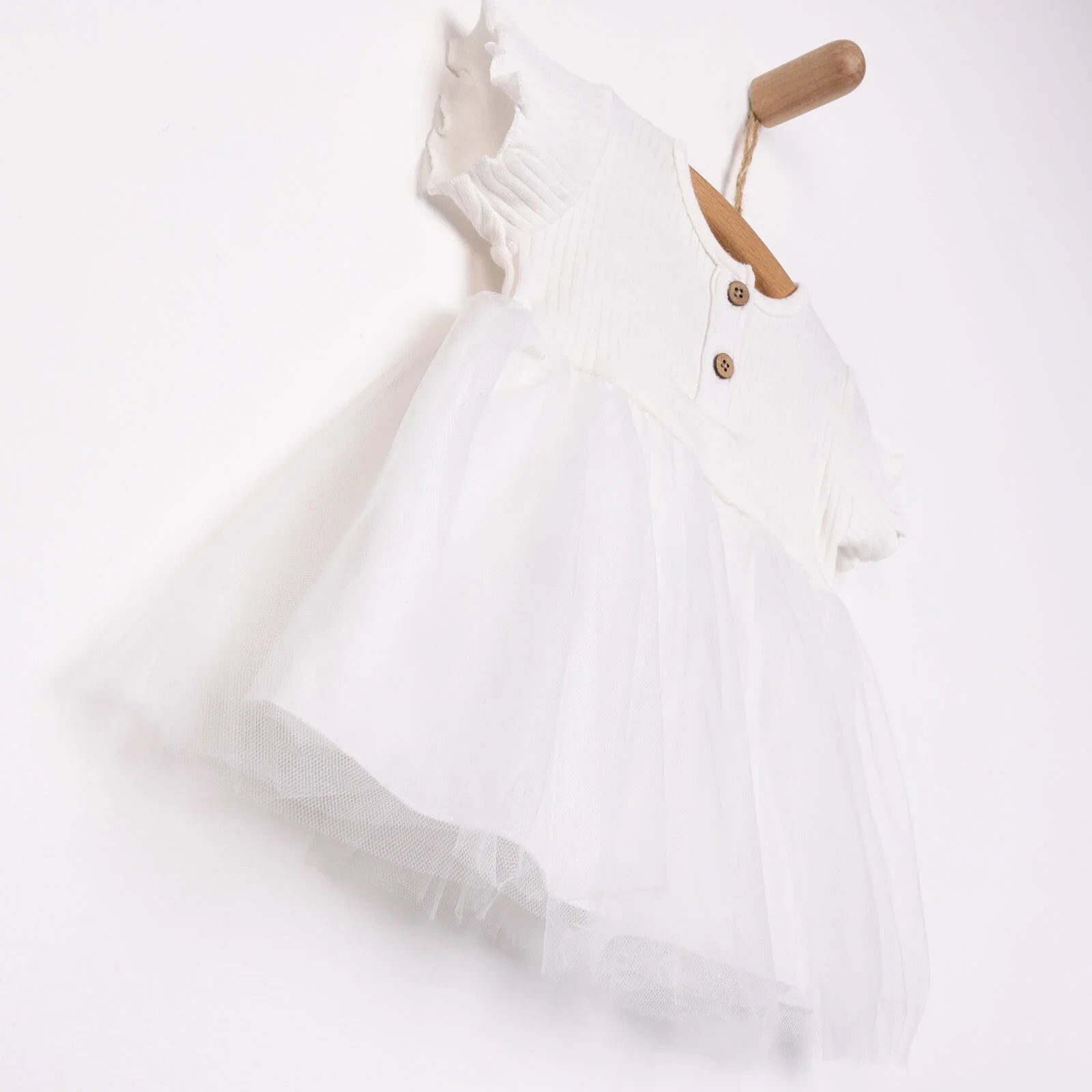 HelloBaby Newborn Girl Tulle Dress - Ecru - mezetto ebebek ebebek