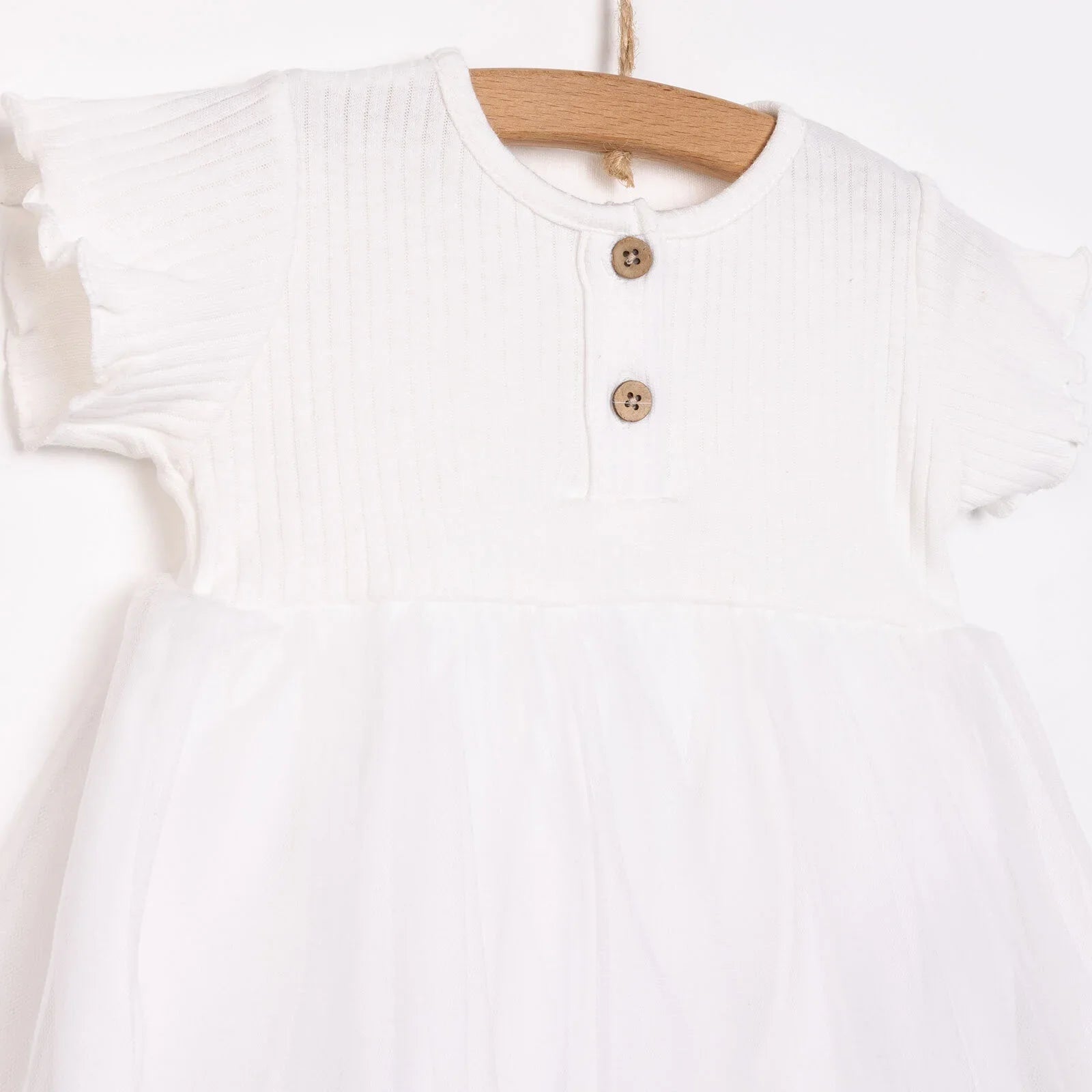 HelloBaby Newborn Girl Tulle Dress - Ecru - mezetto ebebek ebebek
