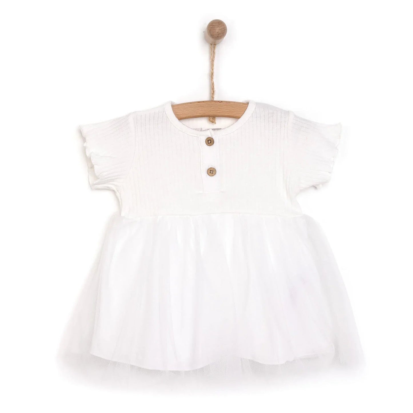 HelloBaby Newborn Girl Tulle Dress - Ecru - mezetto ebebek ebebek