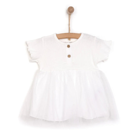 HelloBaby Newborn Girl Tulle Dress - Ecru - mezetto ebebek ebebek