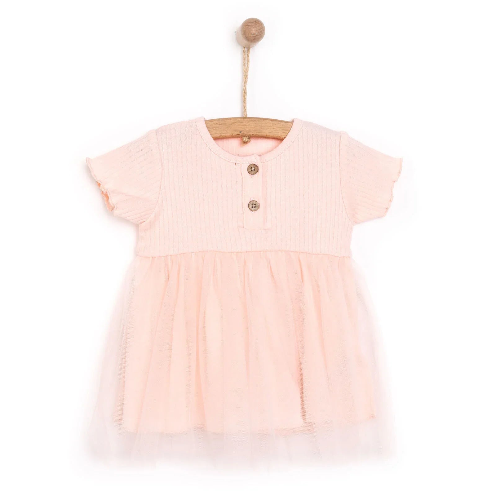 HelloBaby Newborn Girl Tulle Dress - Salmon - mezetto ebebek ebebek