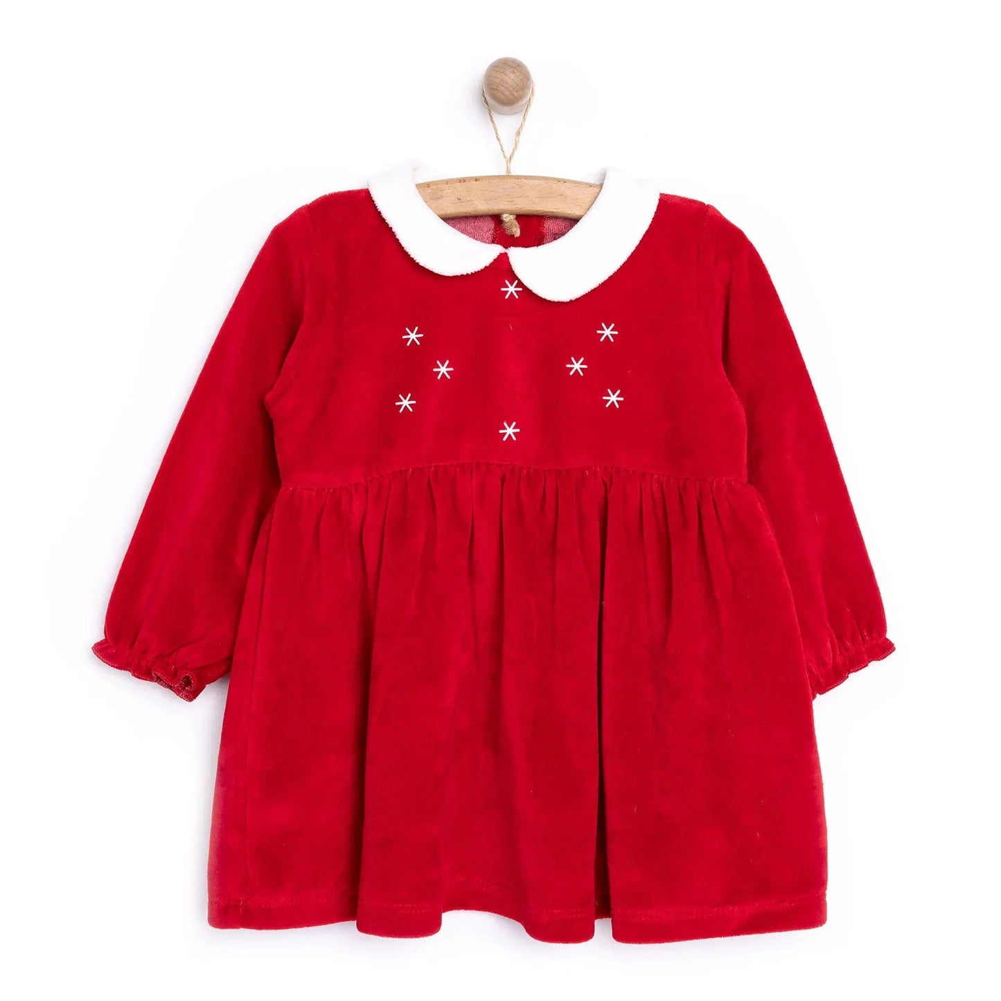 HelloBaby Newborn Girl Velvet Dress - Red - mezetto ebebek ebebek