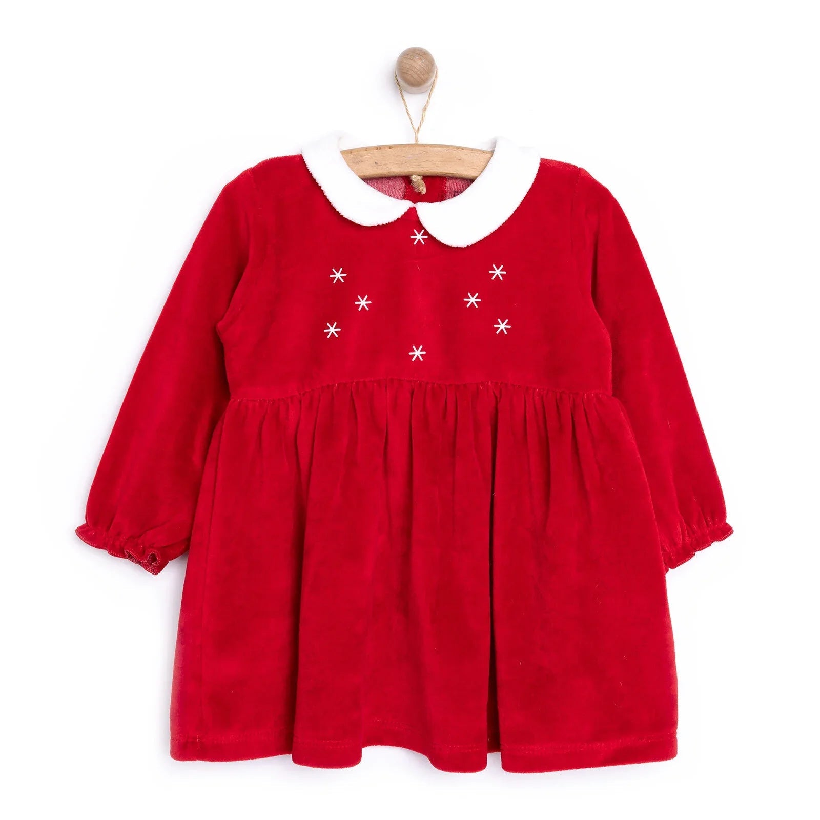 HelloBaby Newborn Girl Velvet Dress - Red - mezetto ebebek ebebek