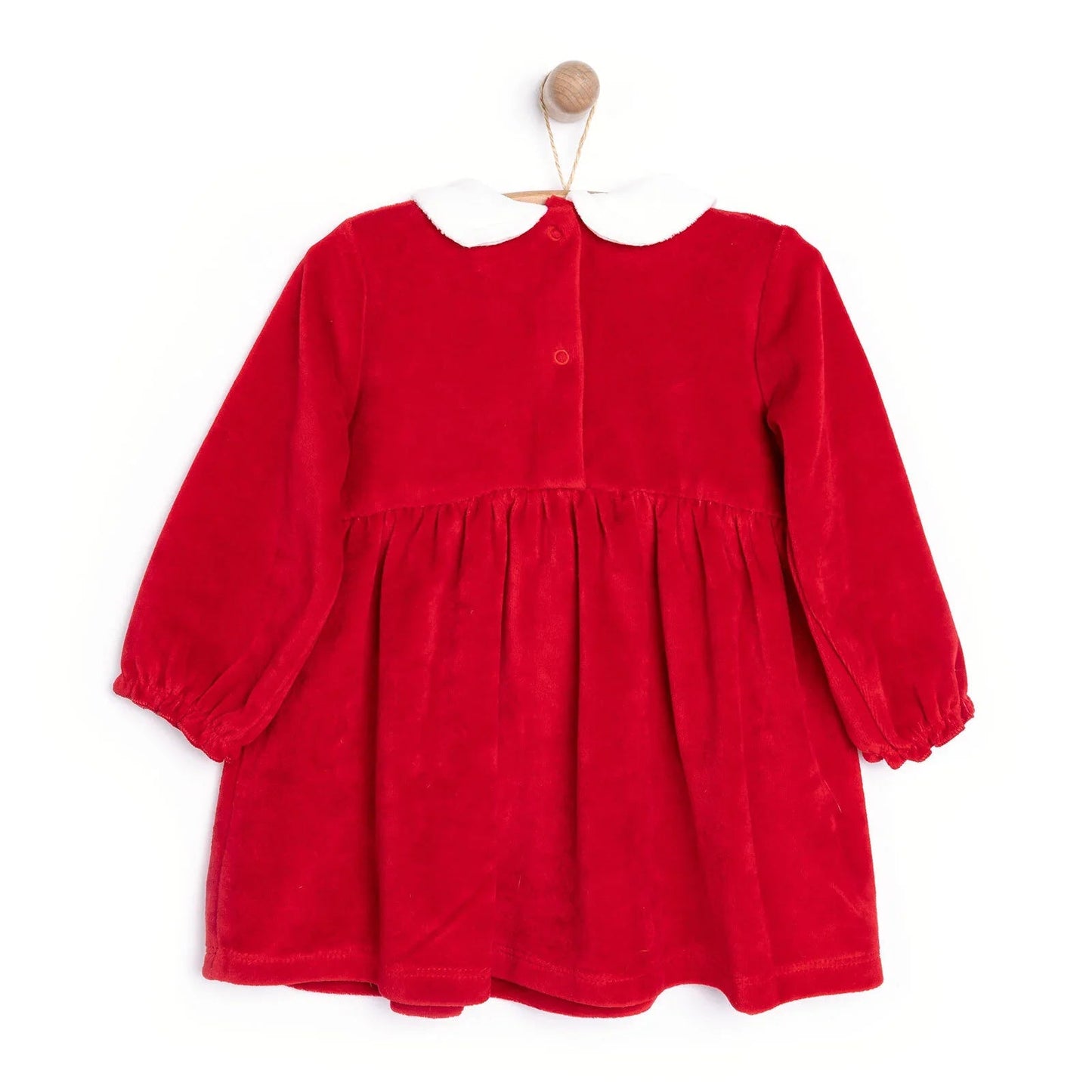 HelloBaby Newborn Girl Velvet Dress - Red - mezetto ebebek ebebek