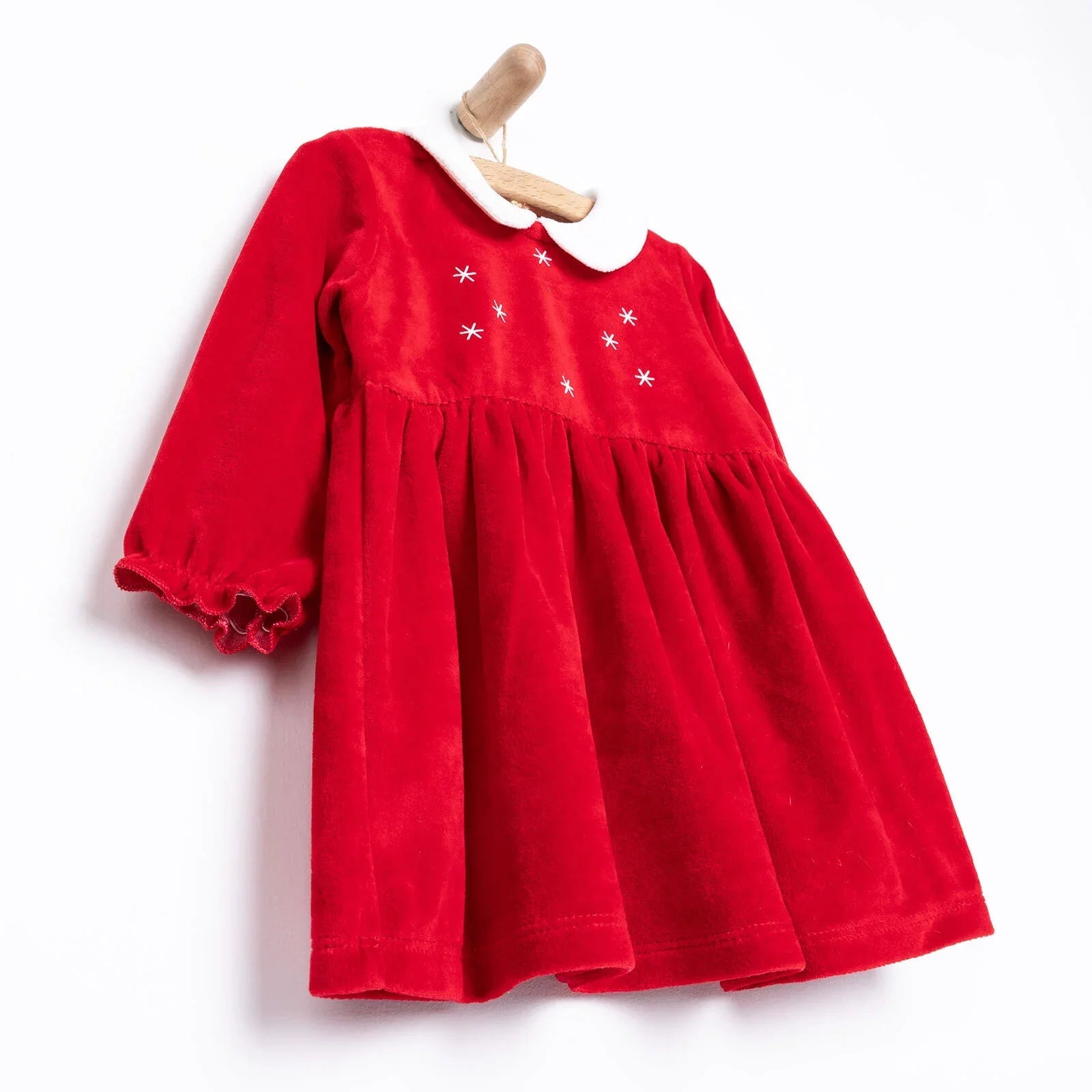 HelloBaby Newborn Girl Velvet Dress - Red - mezetto ebebek ebebek