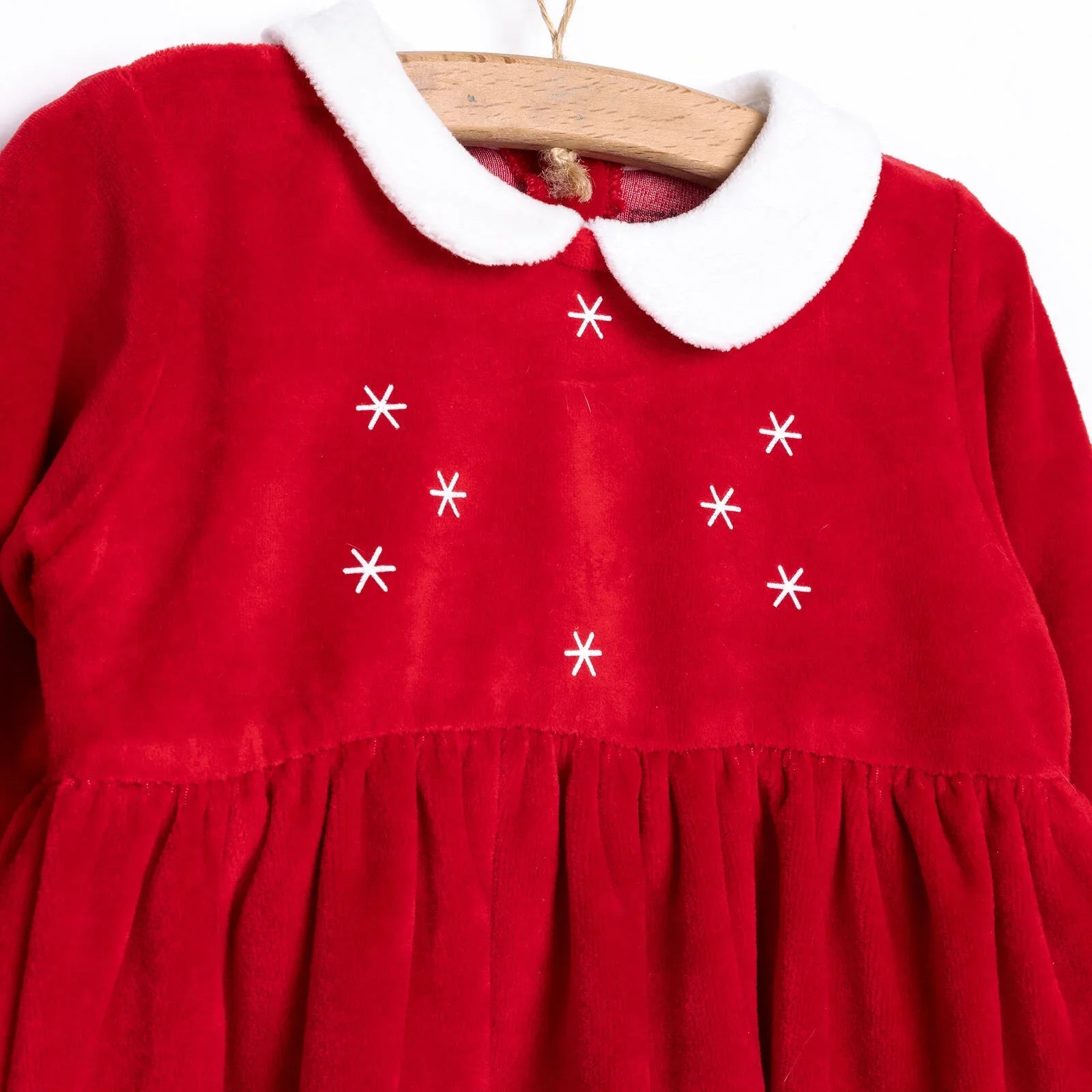 HelloBaby Newborn Girl Velvet Dress - Red - mezetto ebebek ebebek