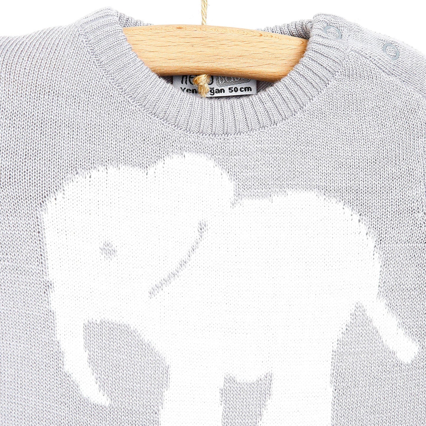 HelloBaby Newborn Knit Baby Elephant Jumpsuit - Grey - mezetto ebebek ebebek