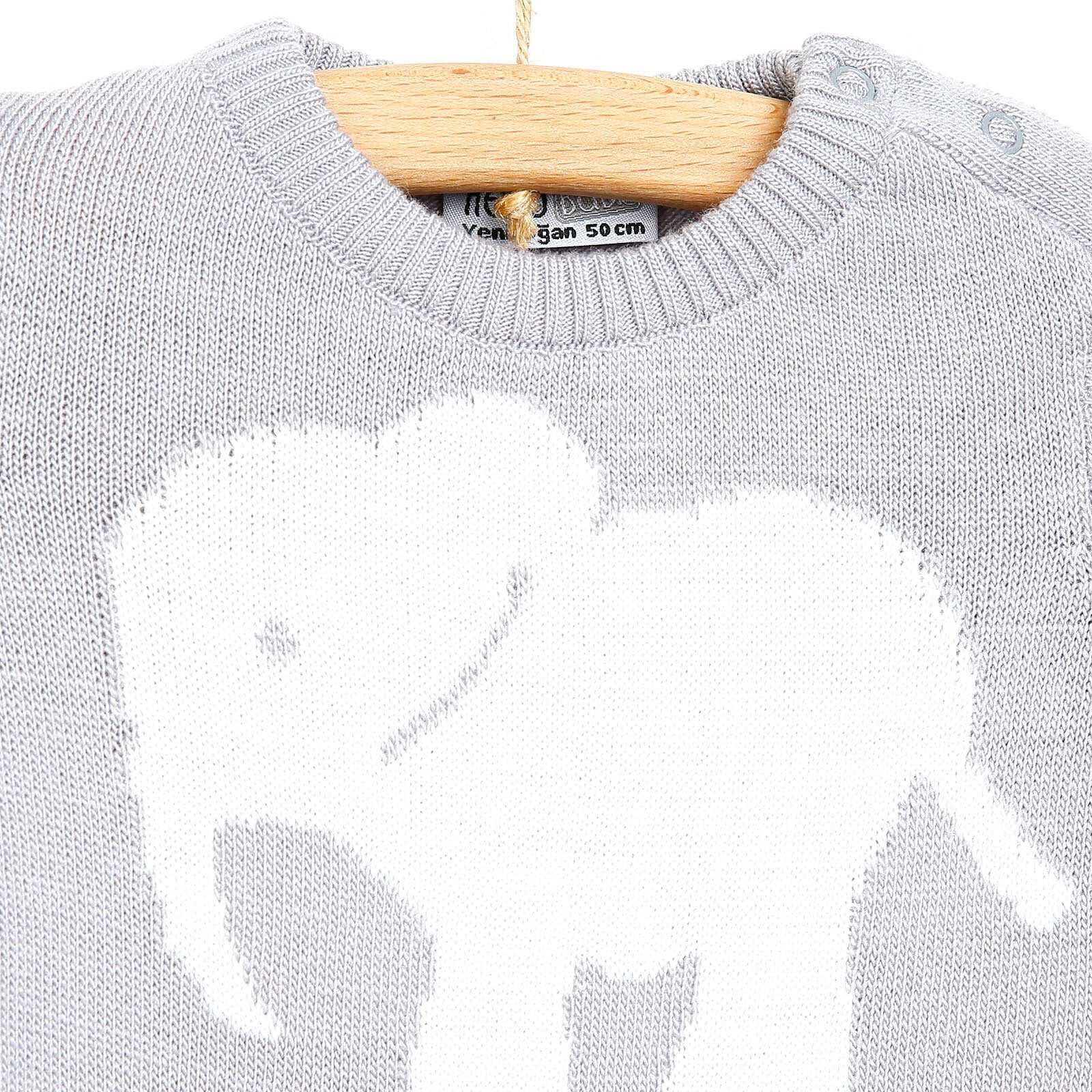 HelloBaby Newborn Knit Baby Elephant Jumpsuit - Grey - mezetto ebebek ebebek
