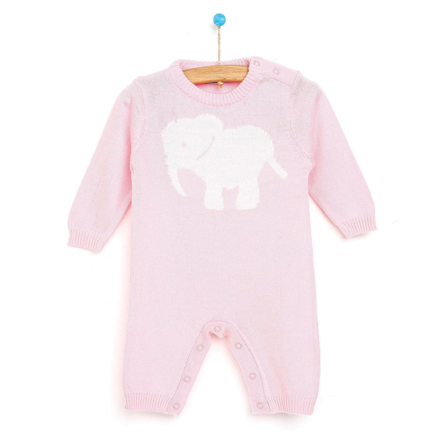 HelloBaby Newborn Knit Baby Elephant Jumpsuit - Light Pink - mezetto ebebek ebebek