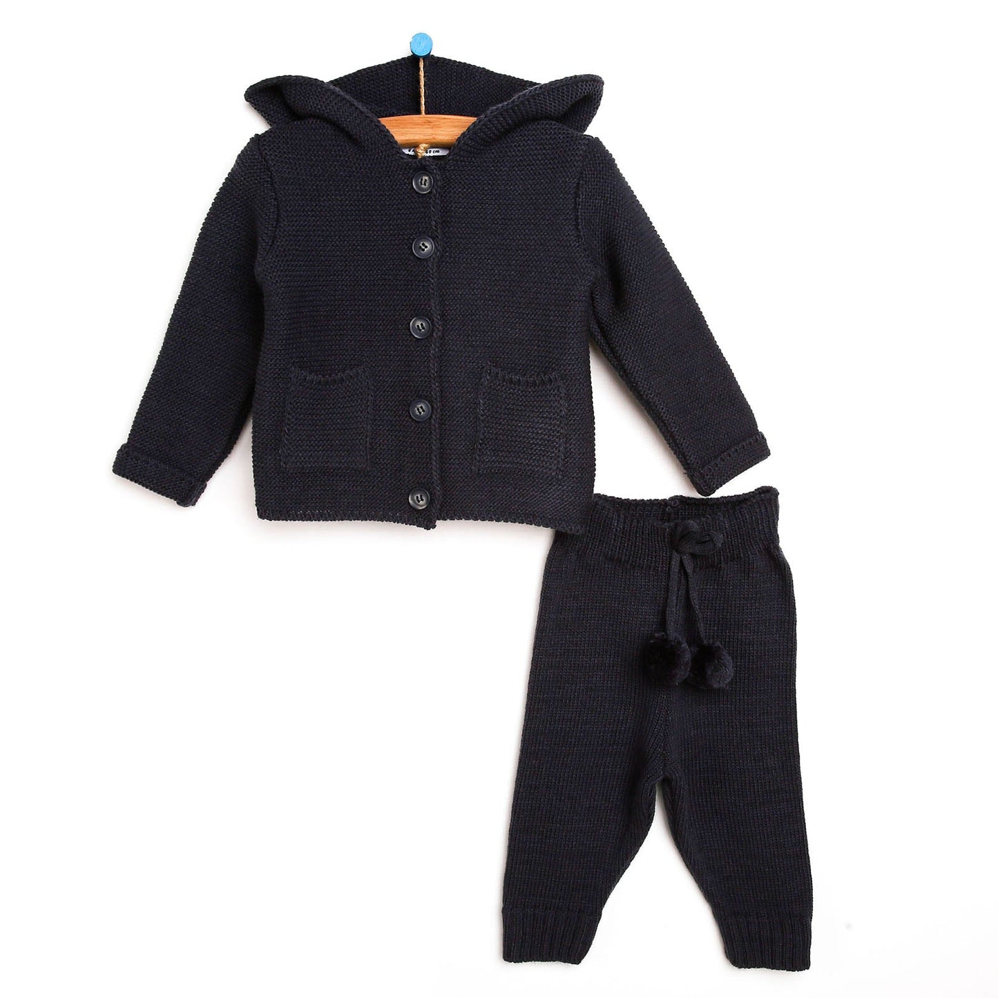 HelloBaby Newborn Knit Cardigan - Bottom - Charcoal - mezetto ebebek ebebek
