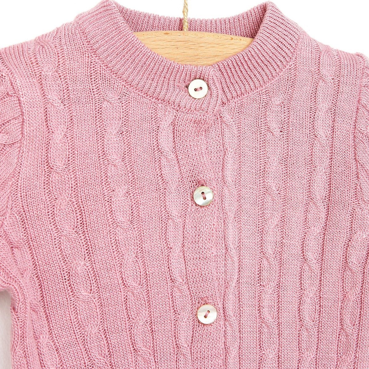 HelloBaby Newborn Knit Cardigan - Light Rose - mezetto ebebek ebebek